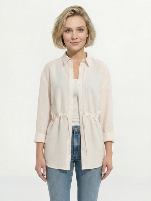 Surchemise boutonnée ceinturée Femme Beige CAYANE FA1