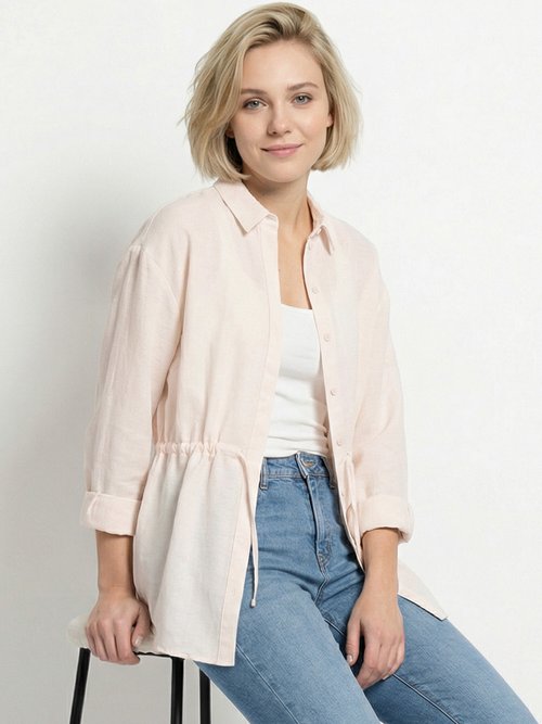 Surchemise boutonnée ceinturée Femme Beige CAYANE MV1