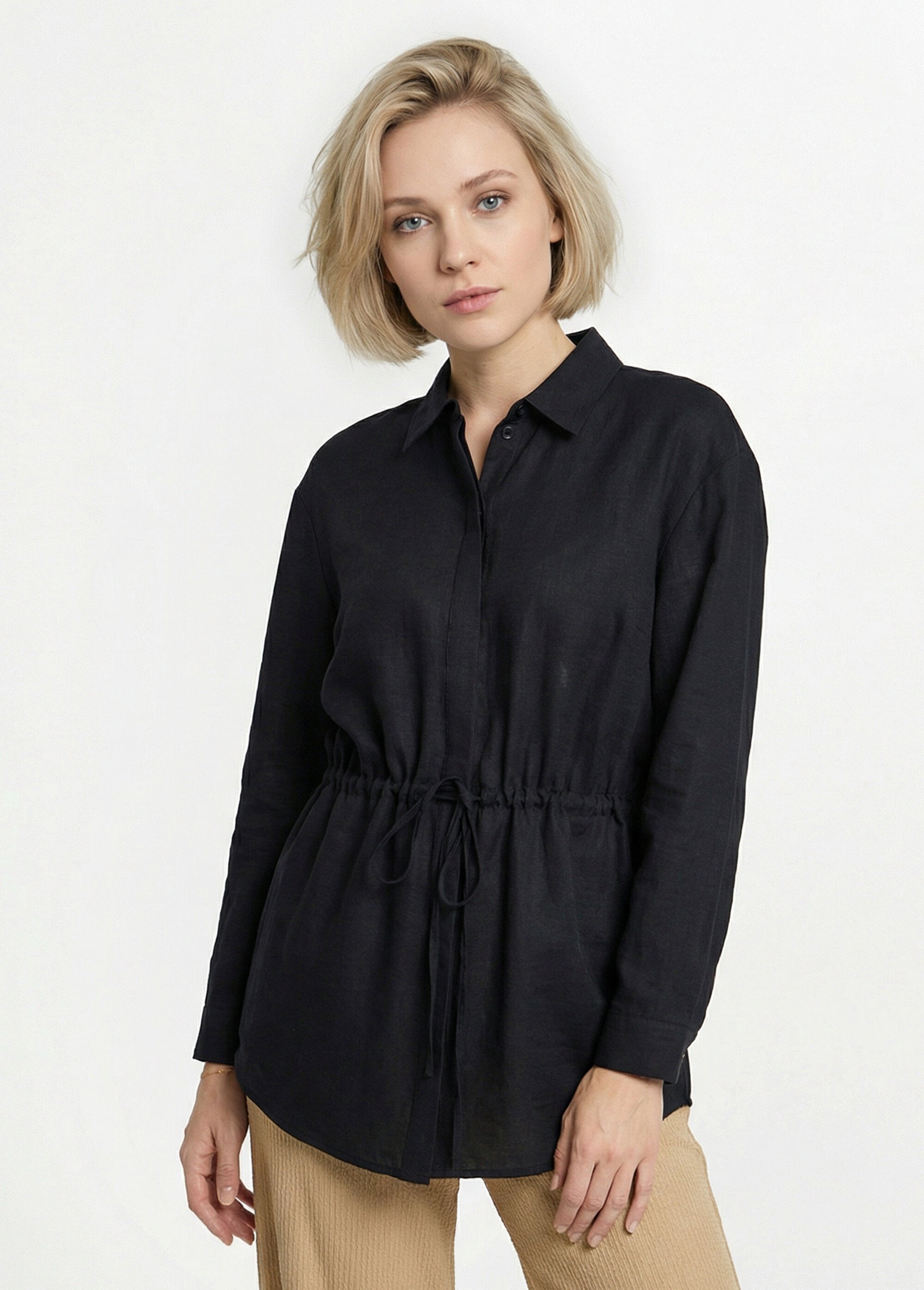 Surchemise boutonnée ceinturée Femme Noir CAYANE FA1