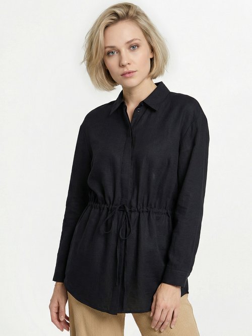 Surchemise boutonnée ceinturée Femme Noir CAYANE FA1