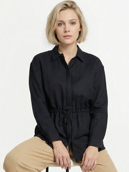 Surchemise boutonnée ceinturée Femme Noir CAYANE MV1
