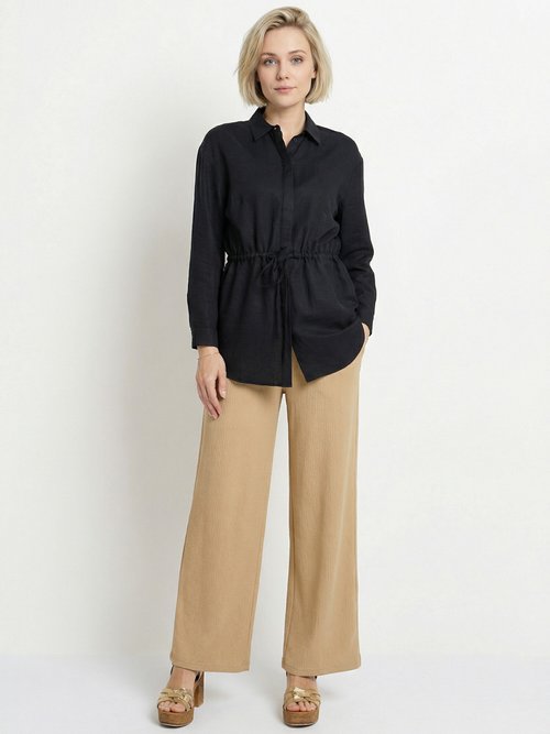 Surchemise boutonnée ceinturée Femme Noir CAYANE SF1