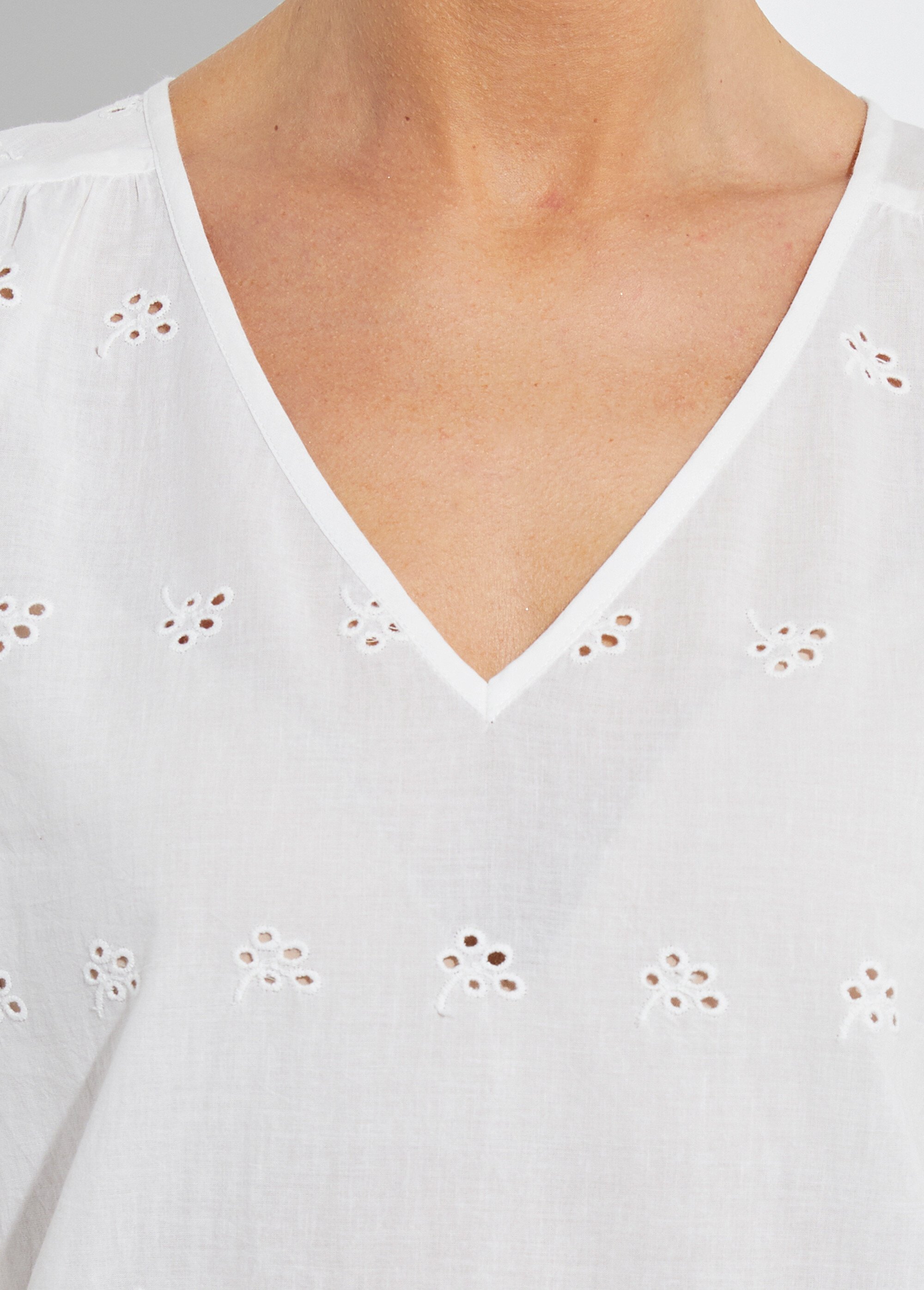 Top débardeur broderie anglaise coton Femme Beige CYLIADE DE2