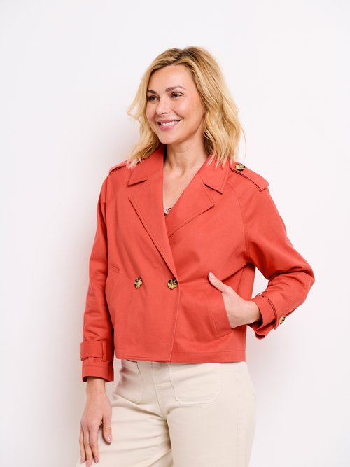 Trench court double boutonnage coton doublé Femme Orange TOULON FA2
