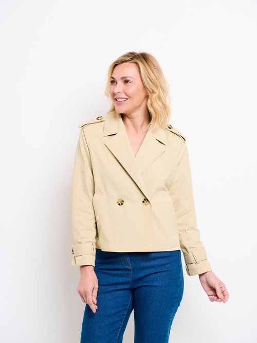 Trench court double boutonnage coton doublé Femme Beige TOULON FA2