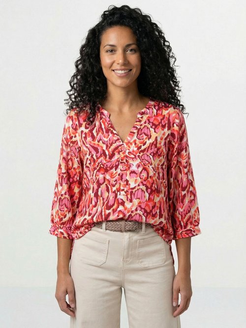 Tunique ample longue imprimée manches 3/4 Femme IMPRIME ROSE CARLES FA1