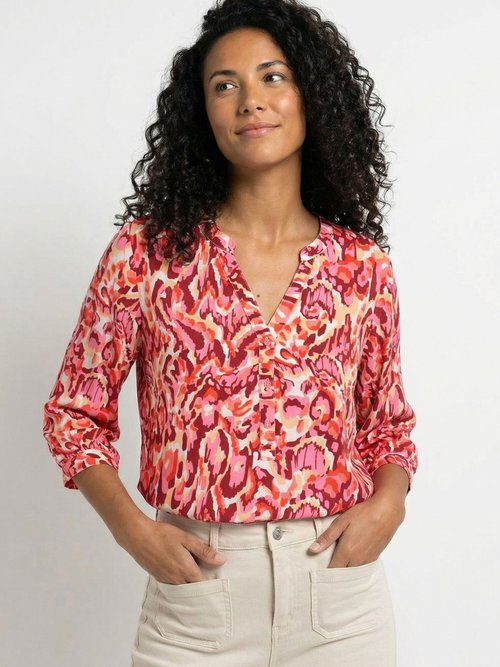 Tunique ample longue imprimée manches 3/4 Femme IMPRIME ROSE CARLES MV1