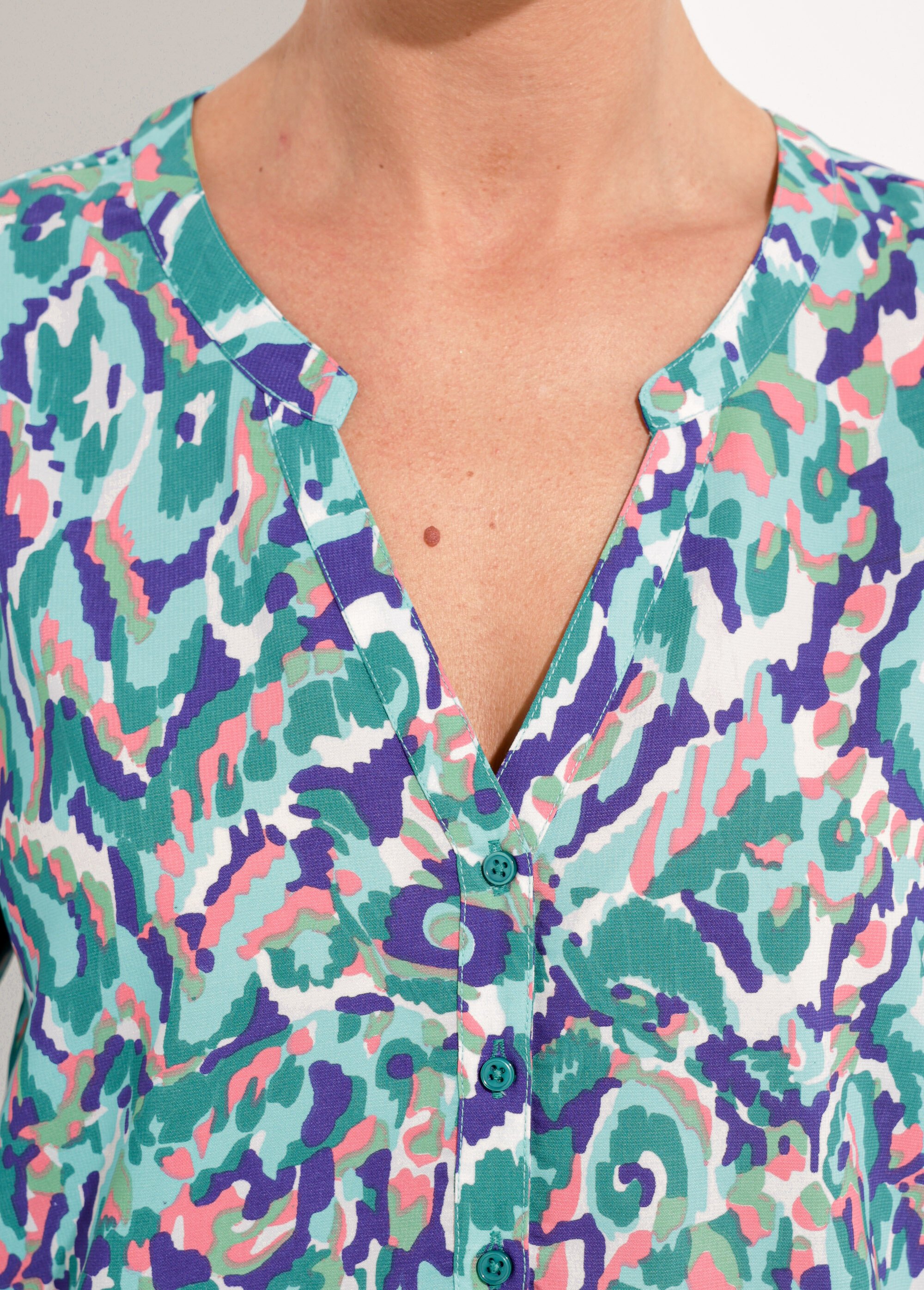 Tunique ample longue imprimée manches 3/4