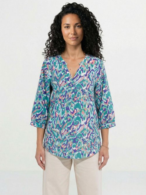 Tunique ample longue imprimée manches 3/4 Femme IMPRIME VERT CARLES FA1