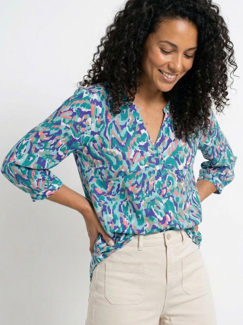 Tunique ample longue imprimée manches 3/4 Femme IMPRIME VERT CARLES MV1