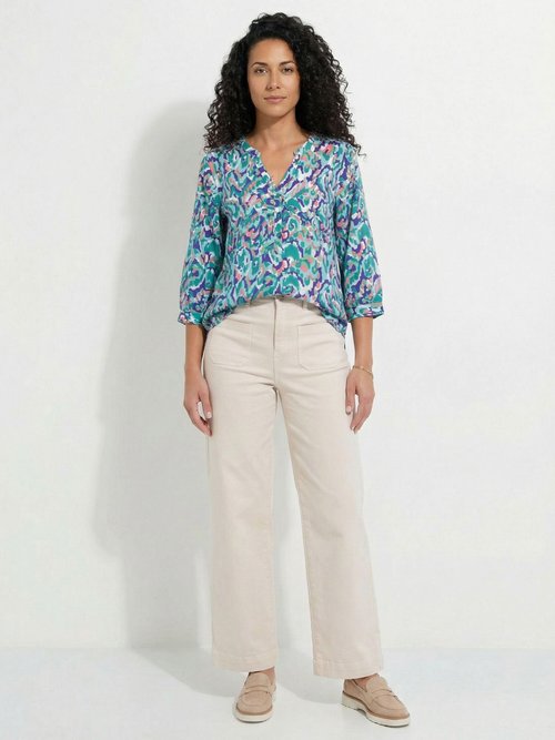 Tunique ample longue imprimée manches 3/4 Femme IMPRIME VERT CARLES SF1