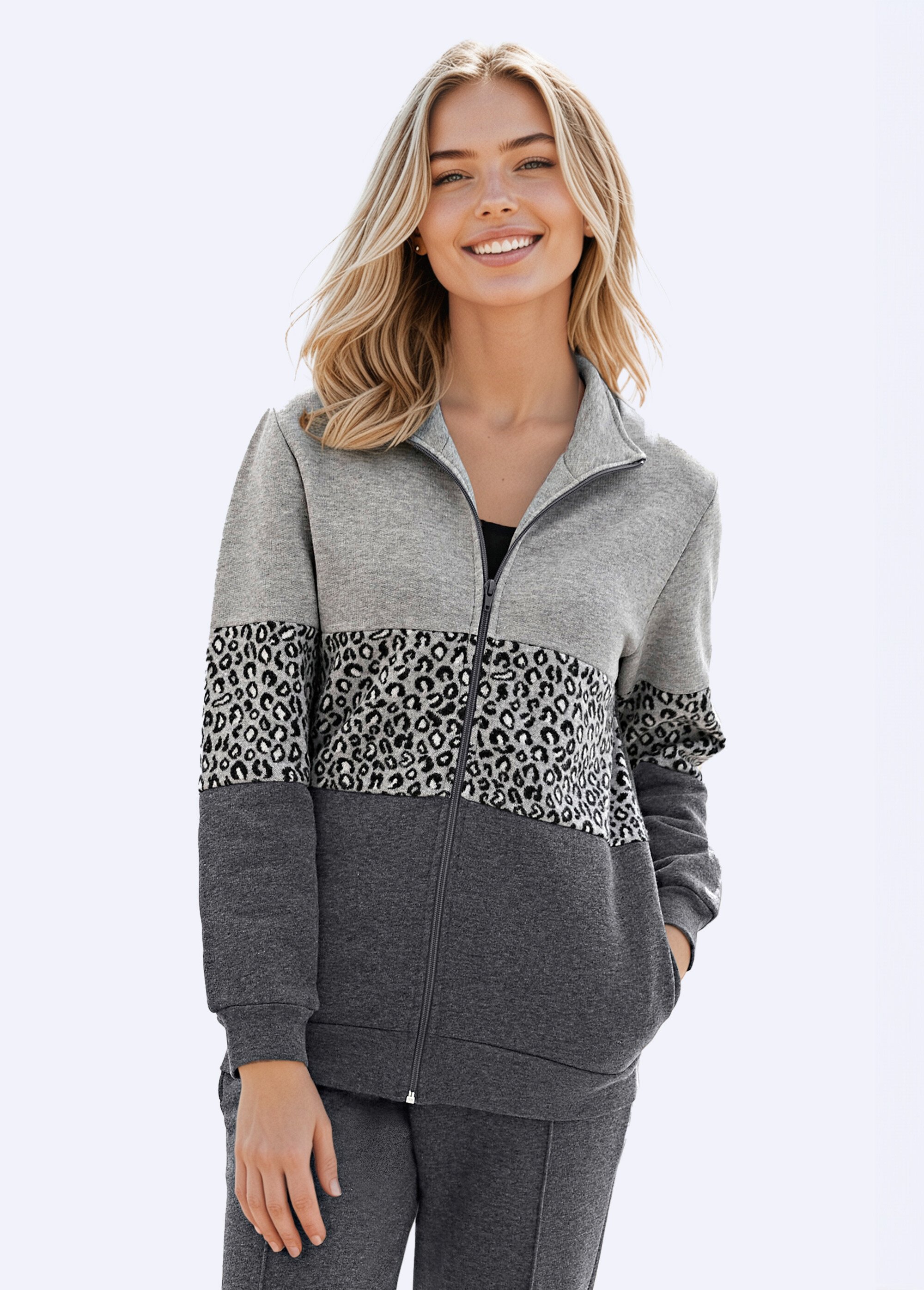 Veste détente zippée molleton col montant Gris PAUGETA FA1