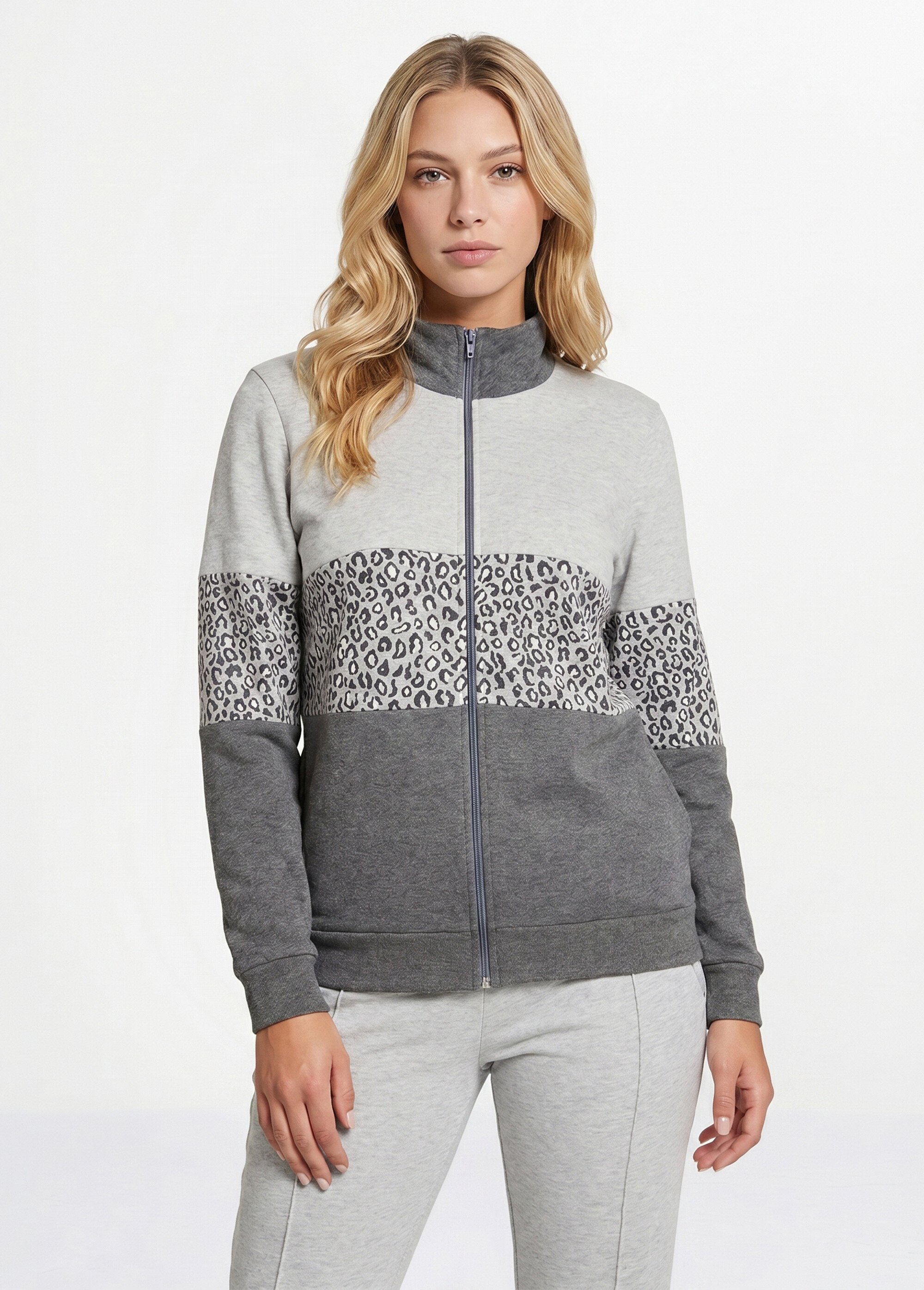 Veste détente zippée molleton col montant Gris PAUGETA FA1
