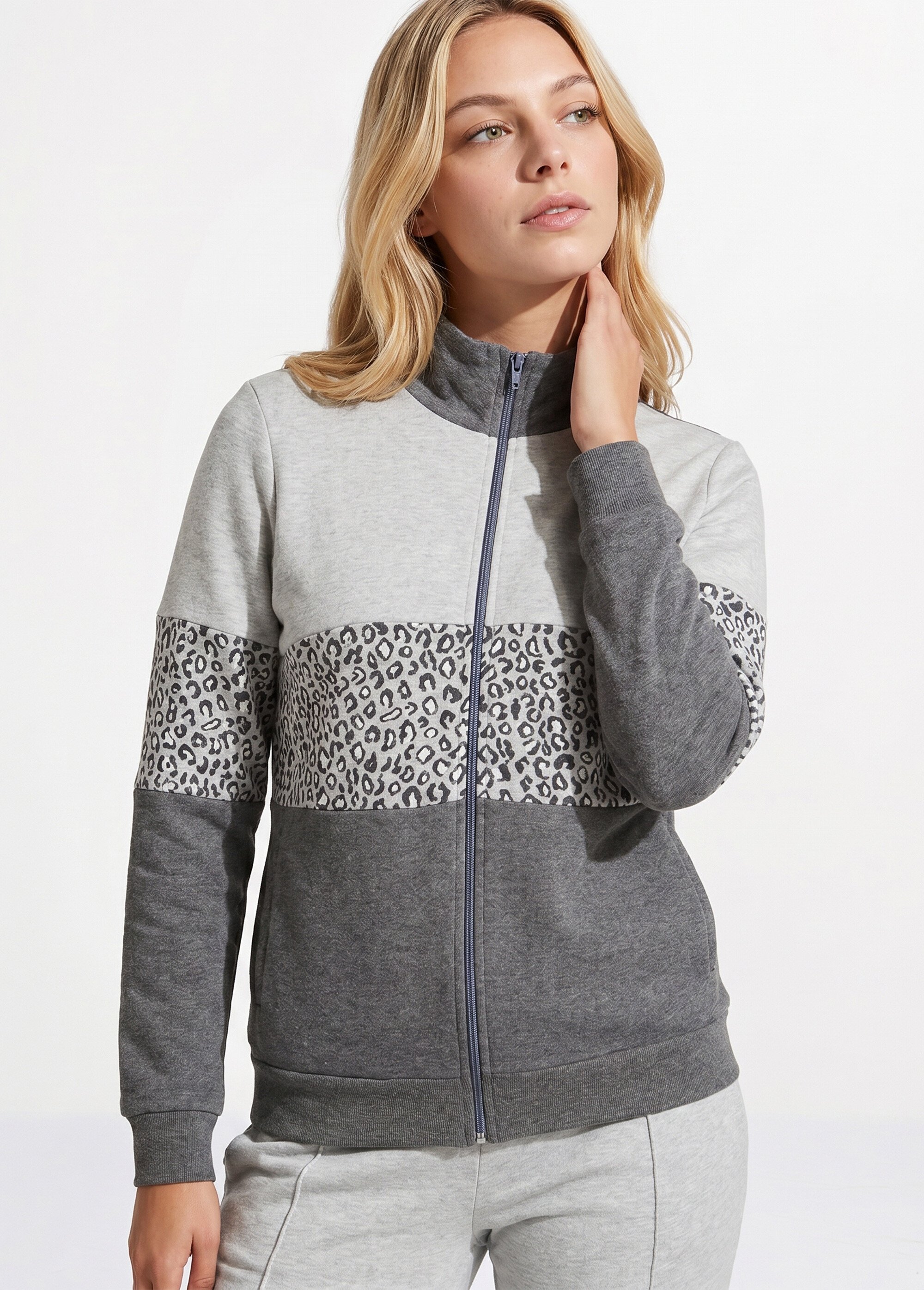 Veste détente zippée molleton col montant