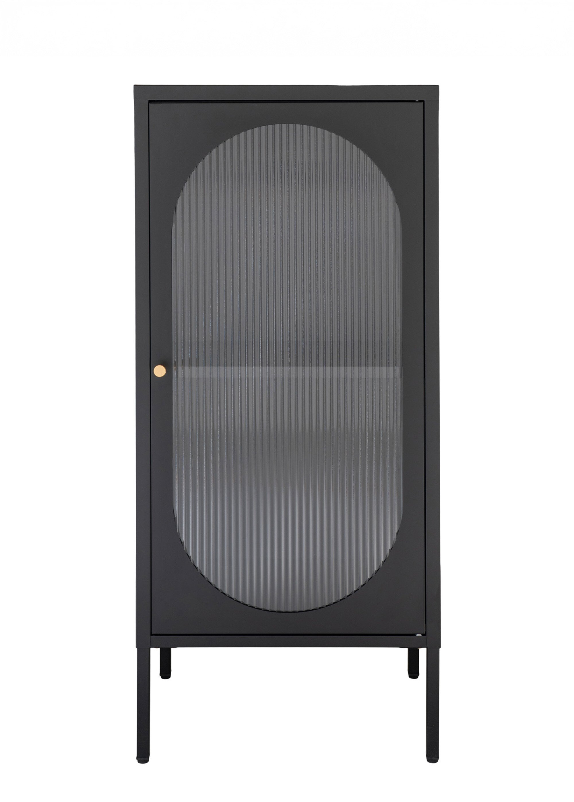 Vitrine bois manguier, porte verre ondulé NOIR HN-3001210 DE1