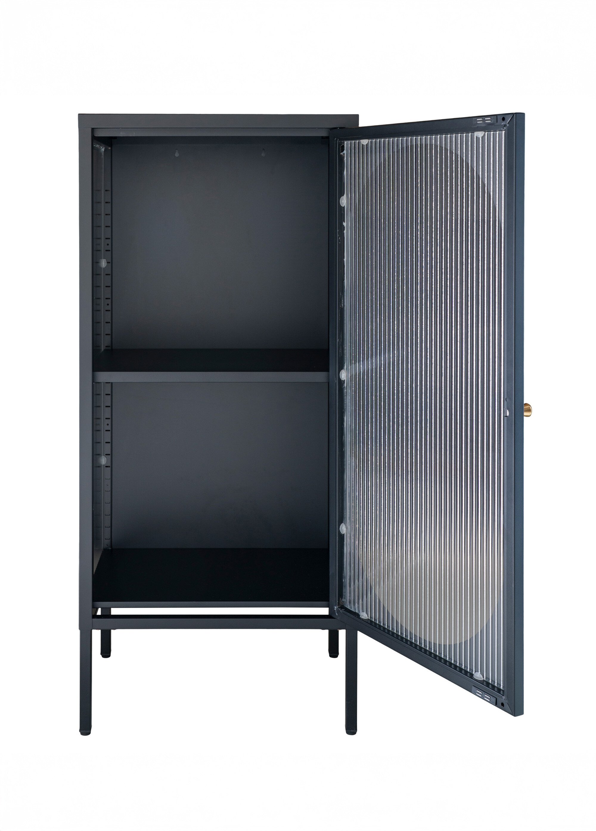 Vitrine bois manguier, porte verre ondulé NOIR HN-3001210 DE2