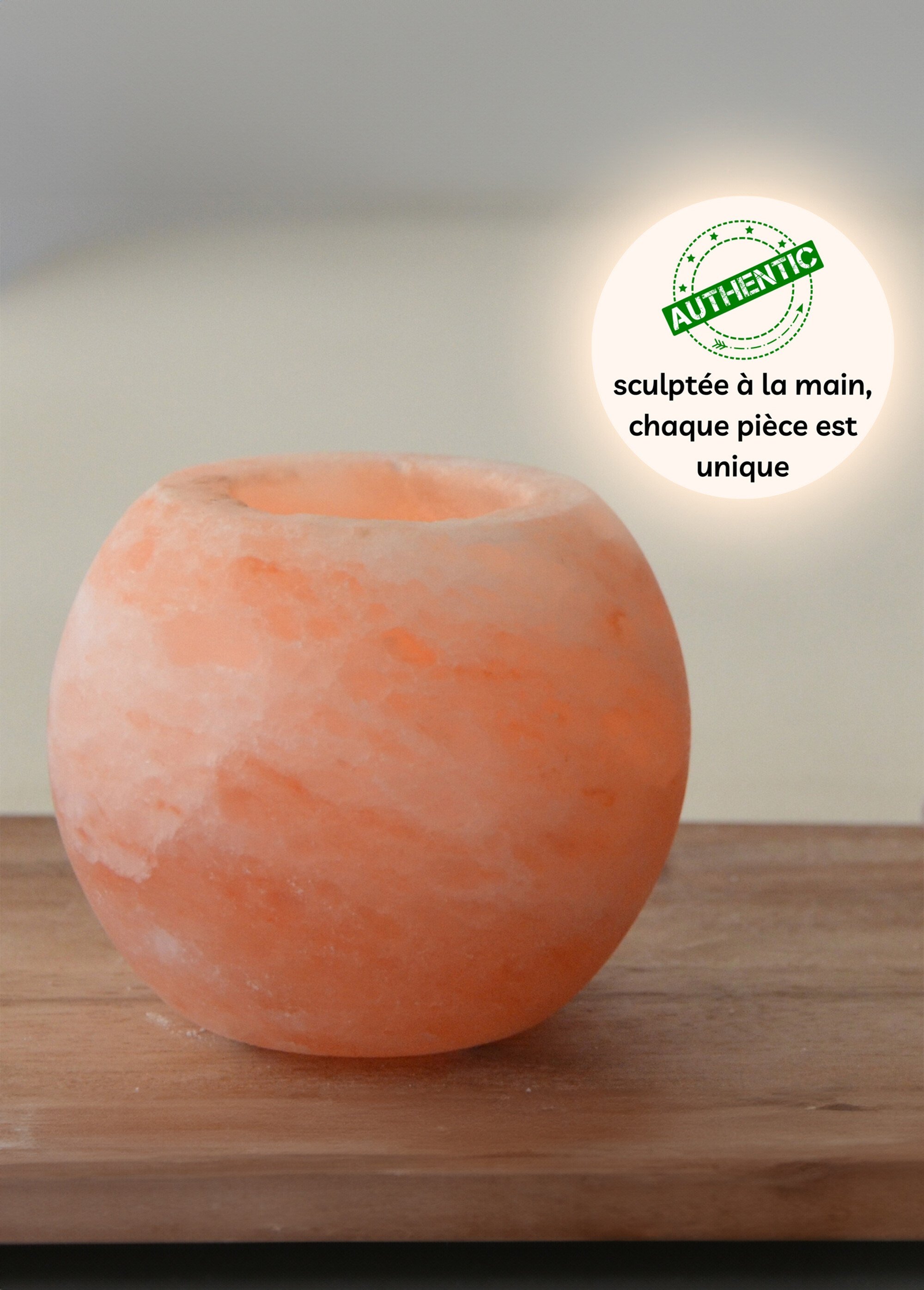Bougeoir sphère cristal de sel Himalaya Orange ZENBOUGEOIR DE2