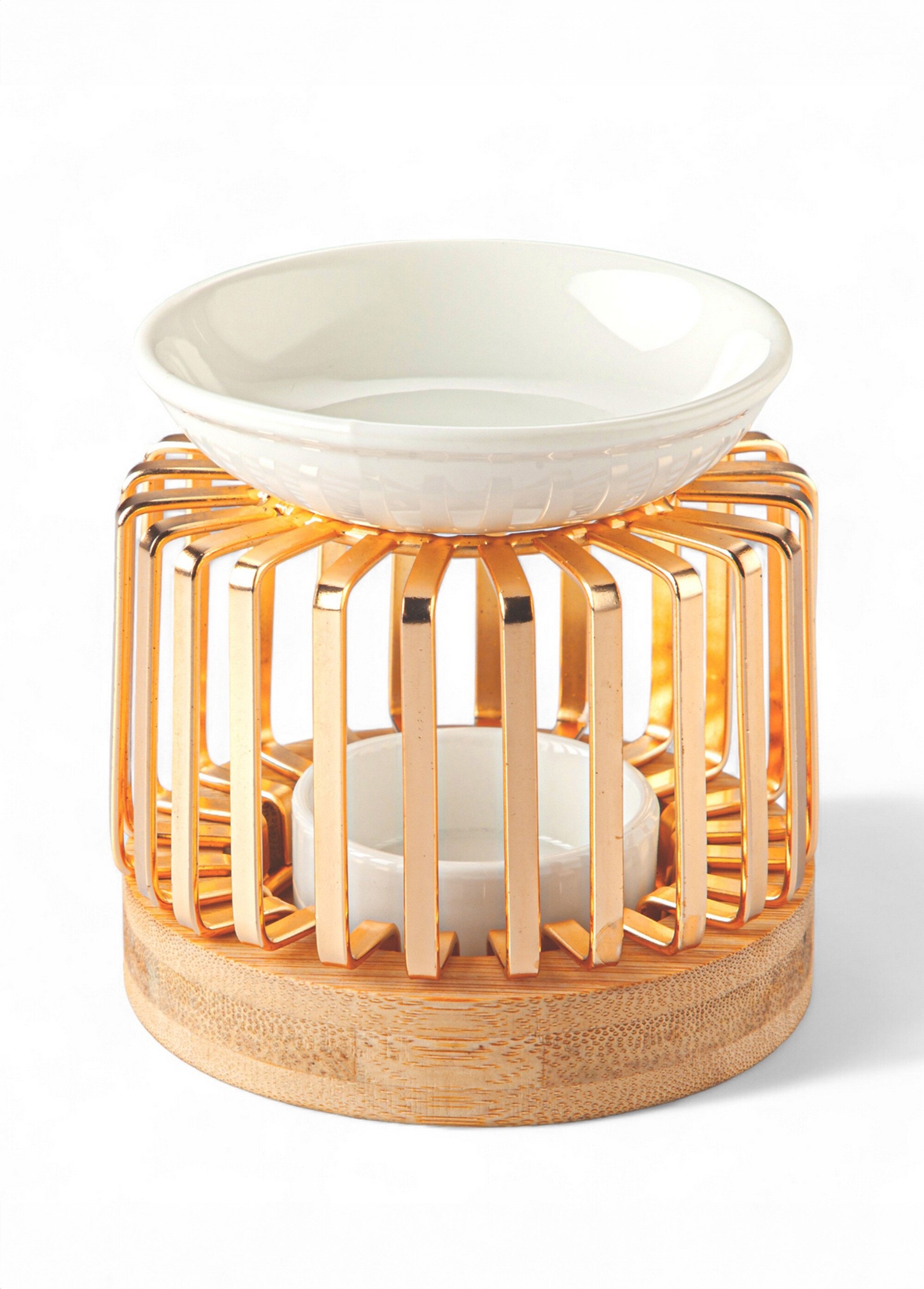 Brûle-parfum céramique + support métal Beige ZENAERO FA1