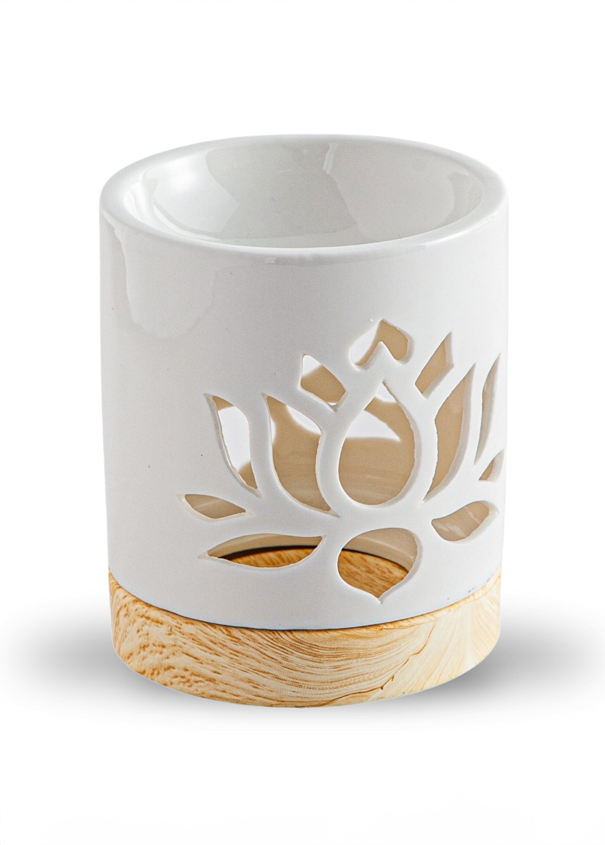 Brûle-parfum céramique motif nénuphar