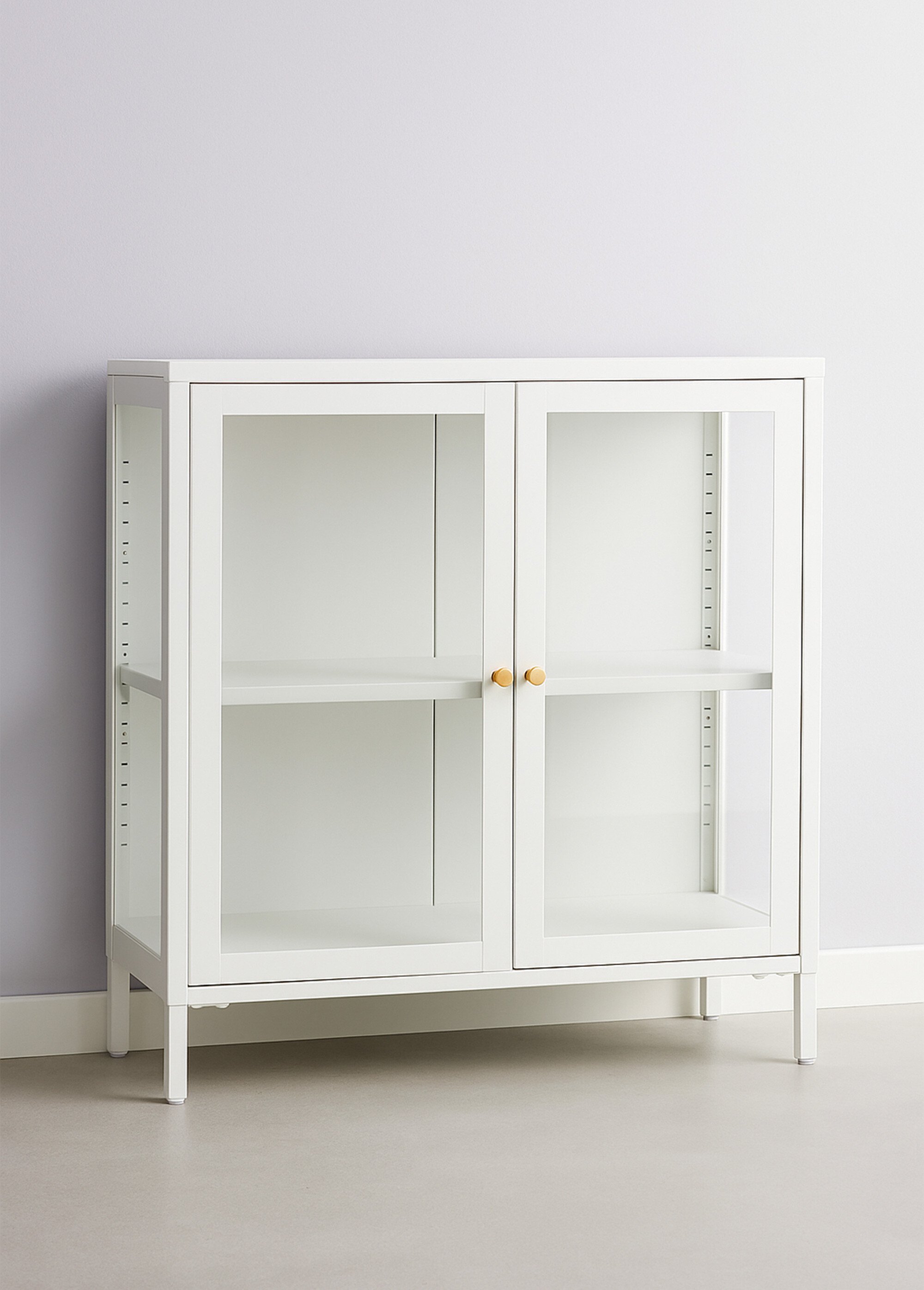 Buffet moderne 2 portes vitrées, clair BLANC HN-3003016 FA1