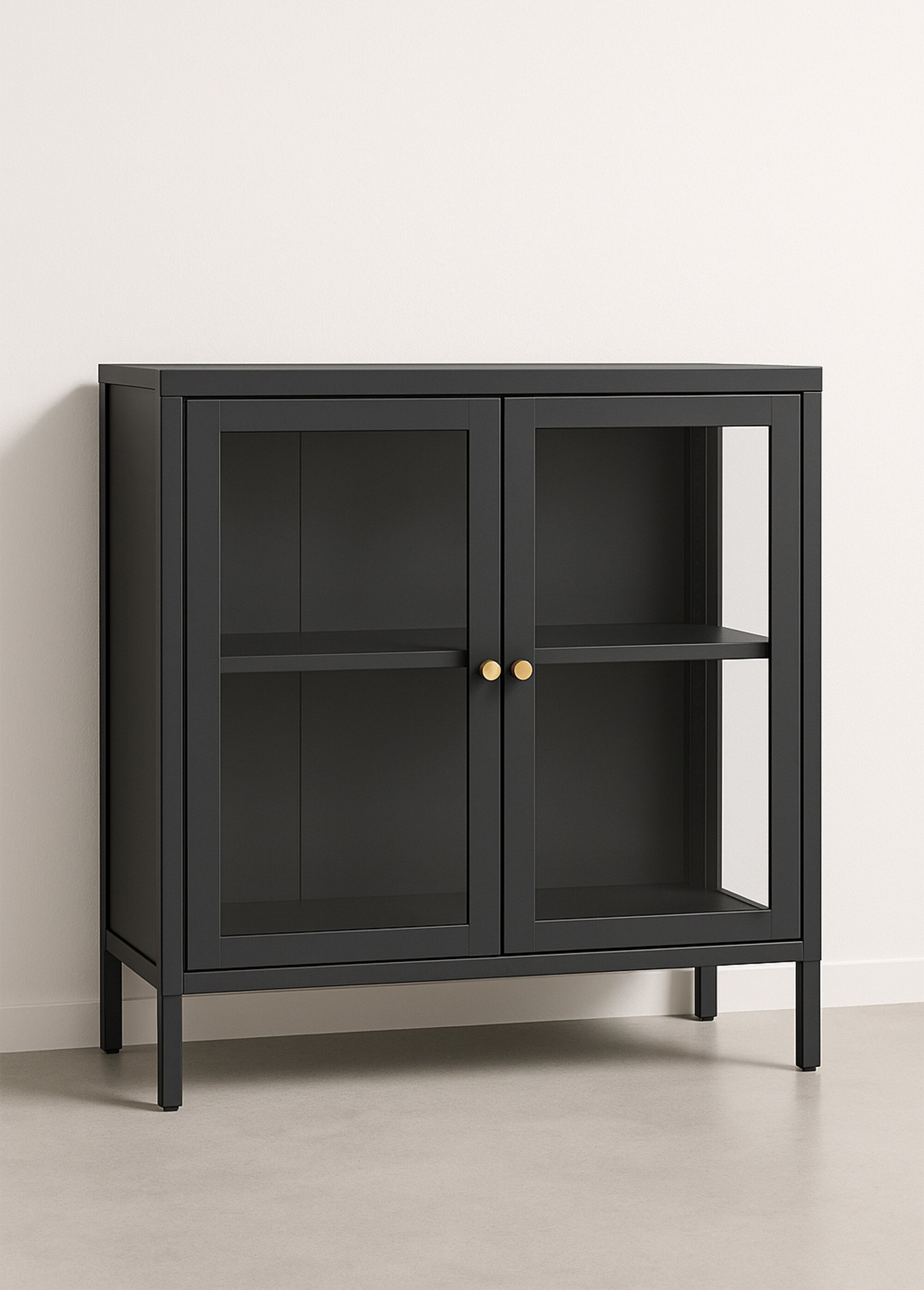 Buffet moderne 2 portes vitrées, foncé