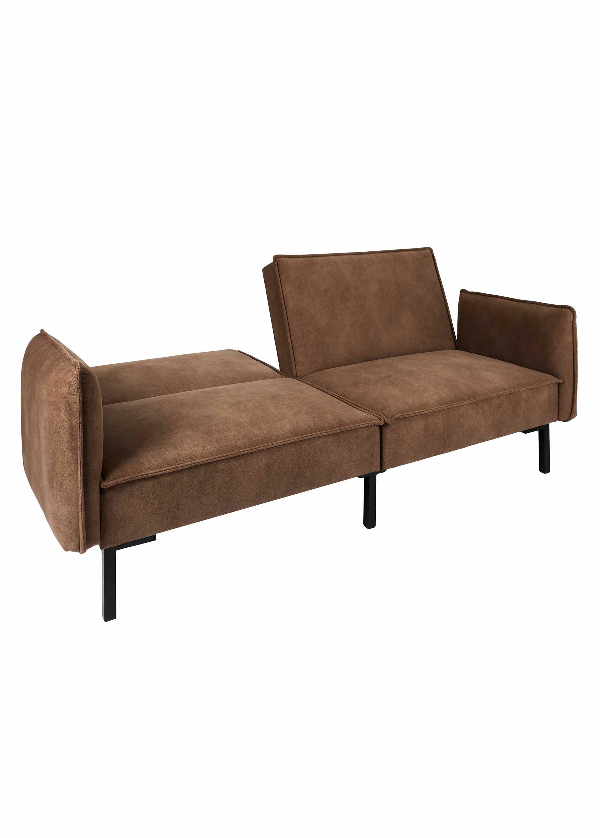 Canapé convertible en simili cuir suédé MARRON CMP-HD7641 DE1