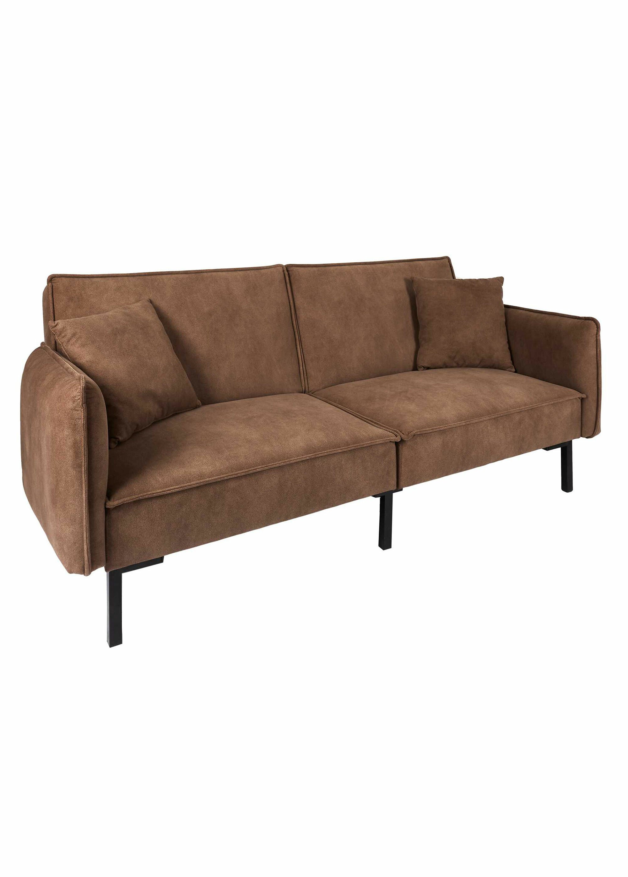 Canapé convertible en simili cuir suédé MARRON CMP-HD7641 FA1