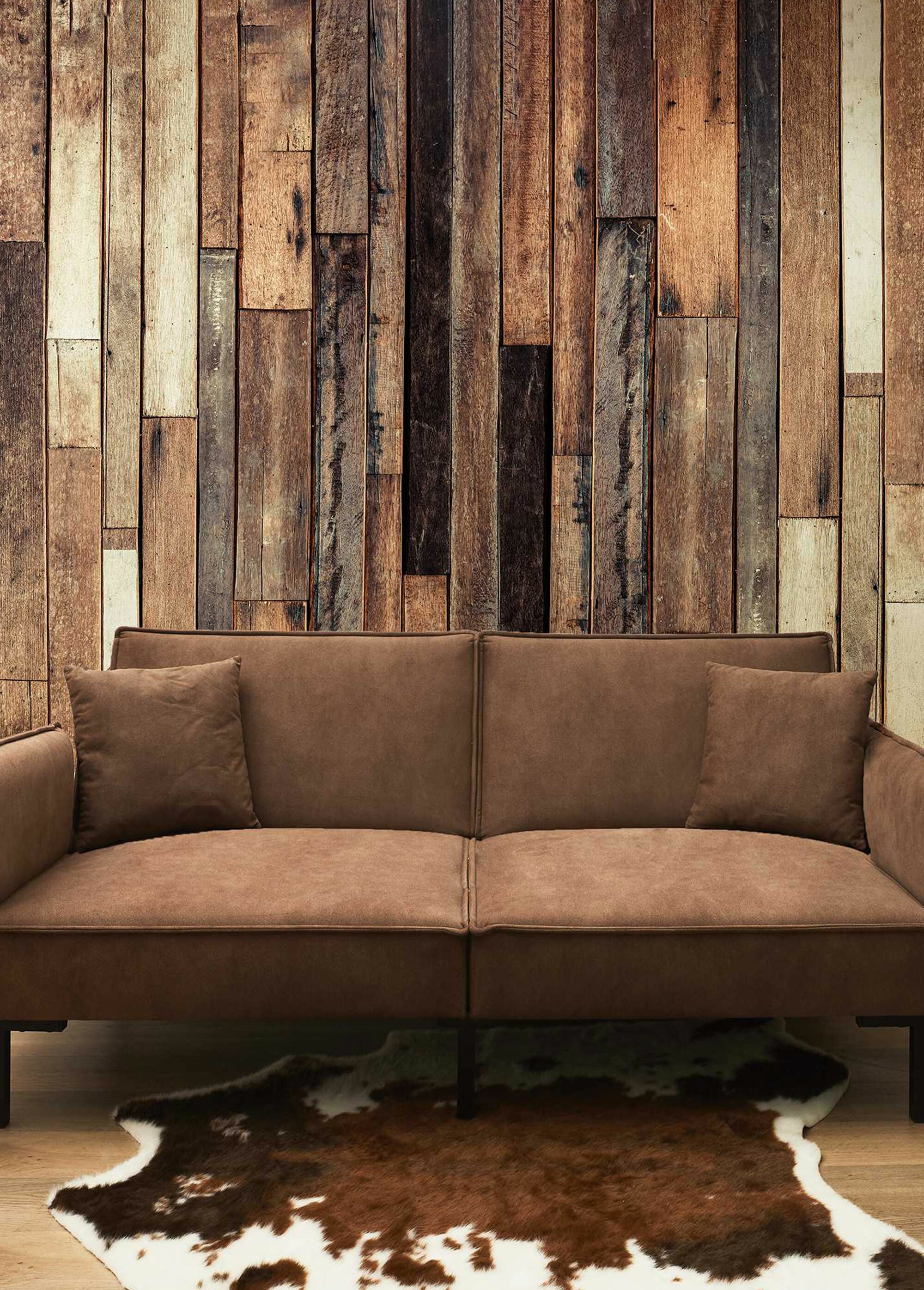 Canapé convertible en simili cuir suédé MARRON CMP-HD7641 SI1