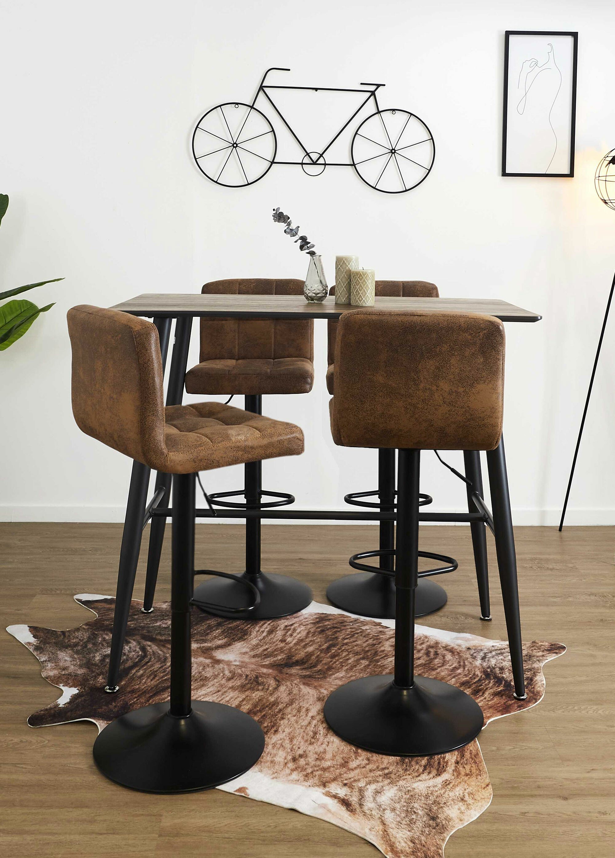 Chaise de bar capitonnée simili cuir MARRON CMP-HD7603 SI1