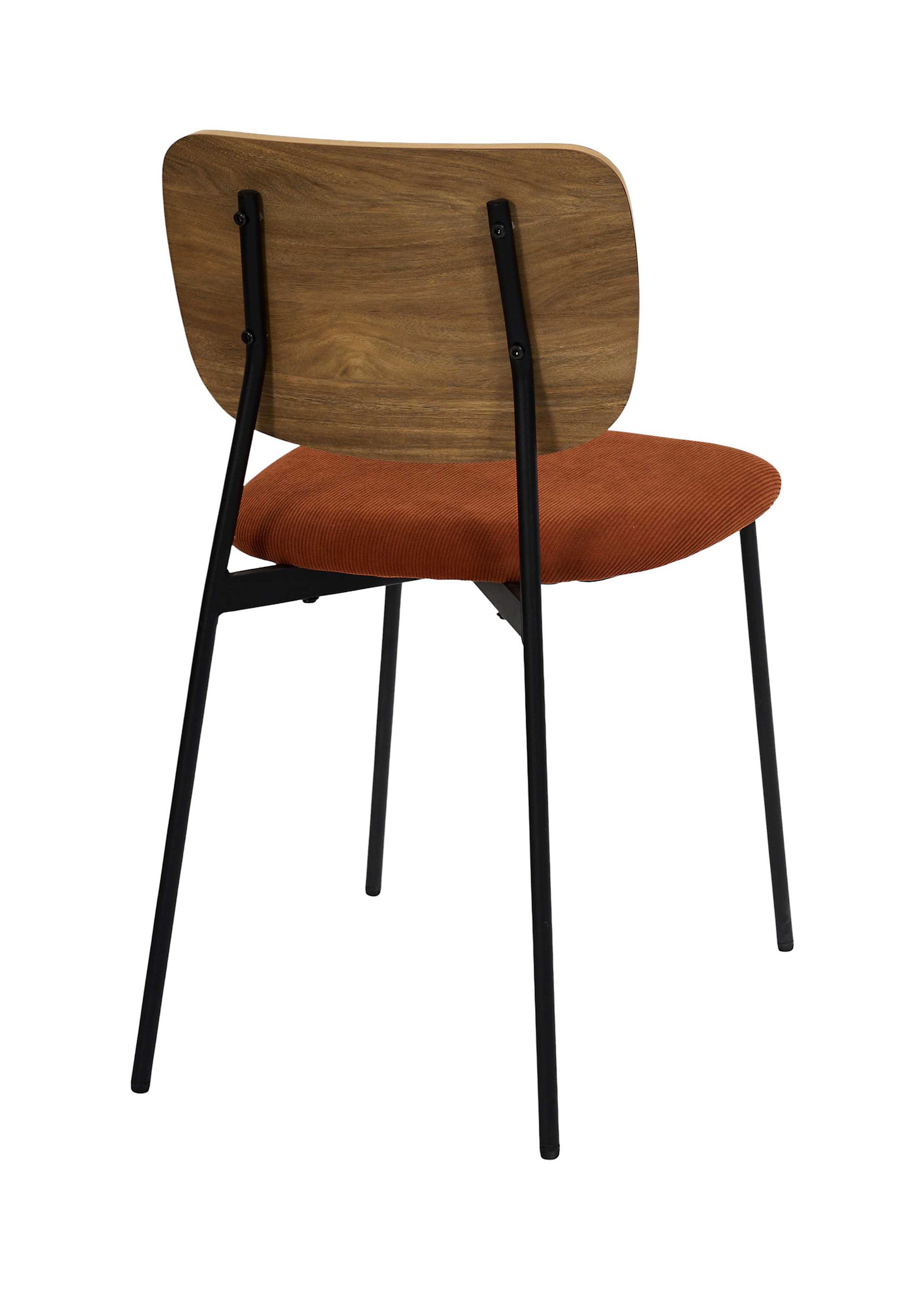 Chaise en velours et aspect bois JULES ORANGE CMP-HD7894 DO1