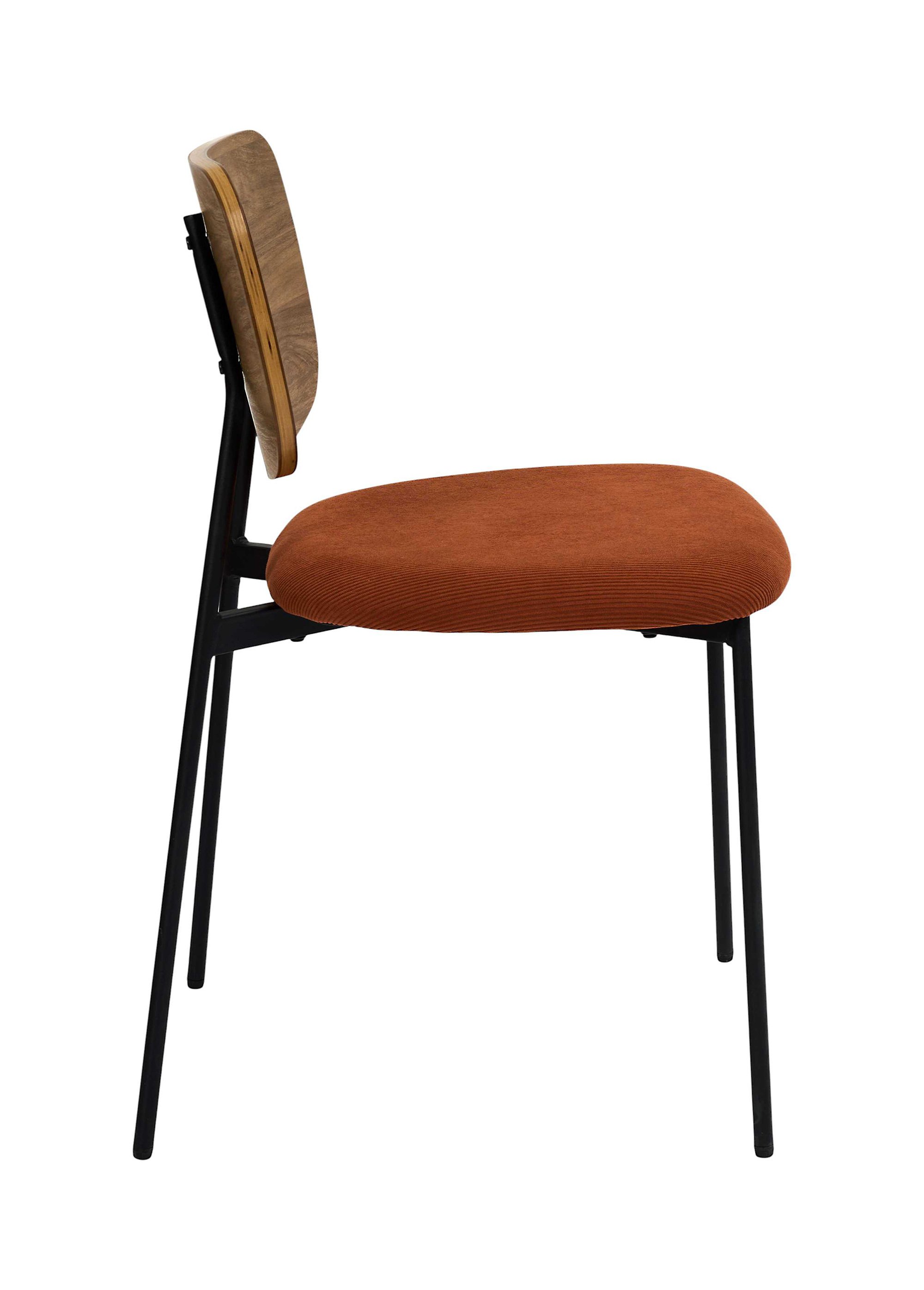 Chaise en velours et aspect bois JULES ORANGE CMP-HD7894 DR1