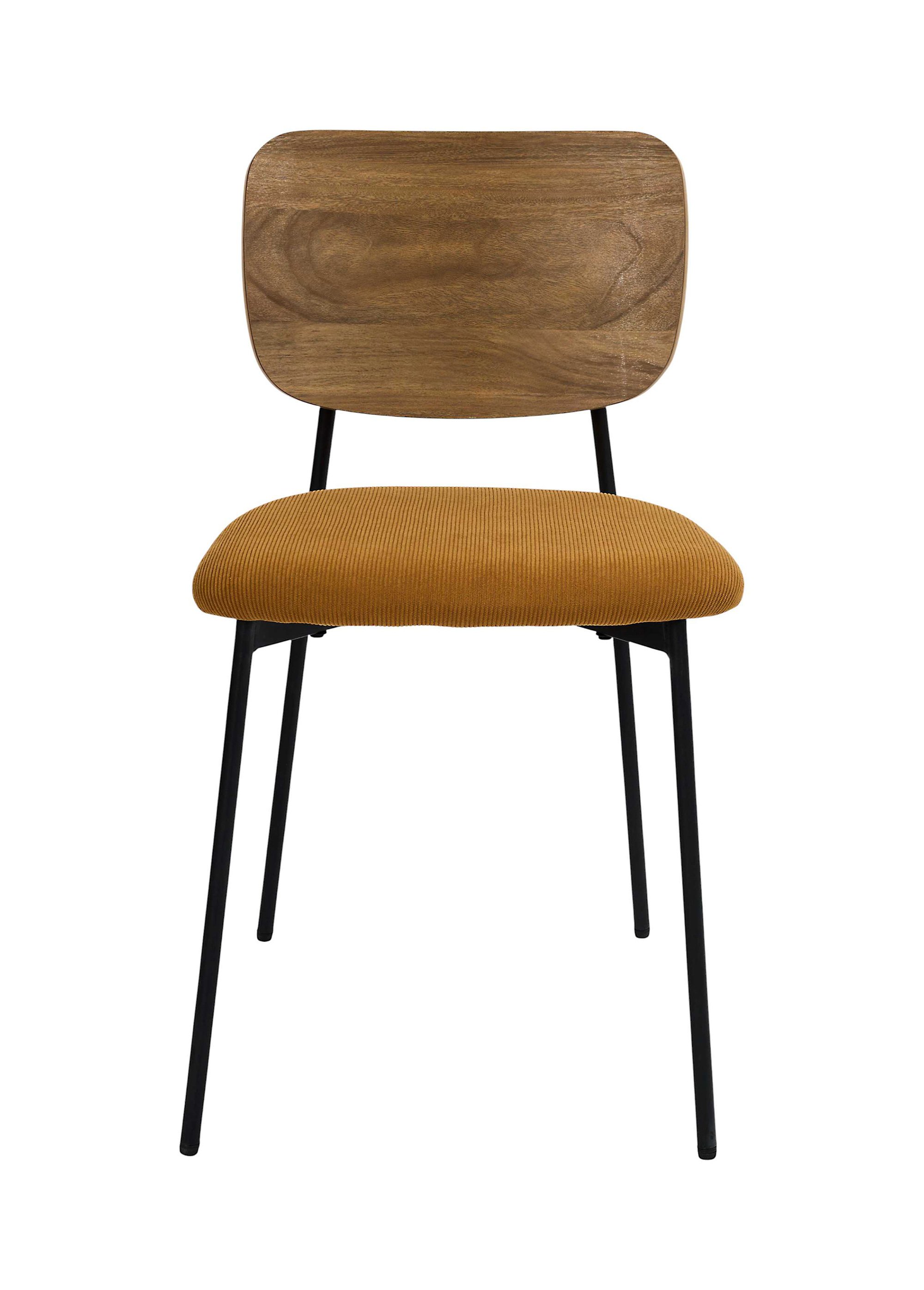 Chaise en velours et aspect bois JULES JAUNE CMP-HD7894 DE1