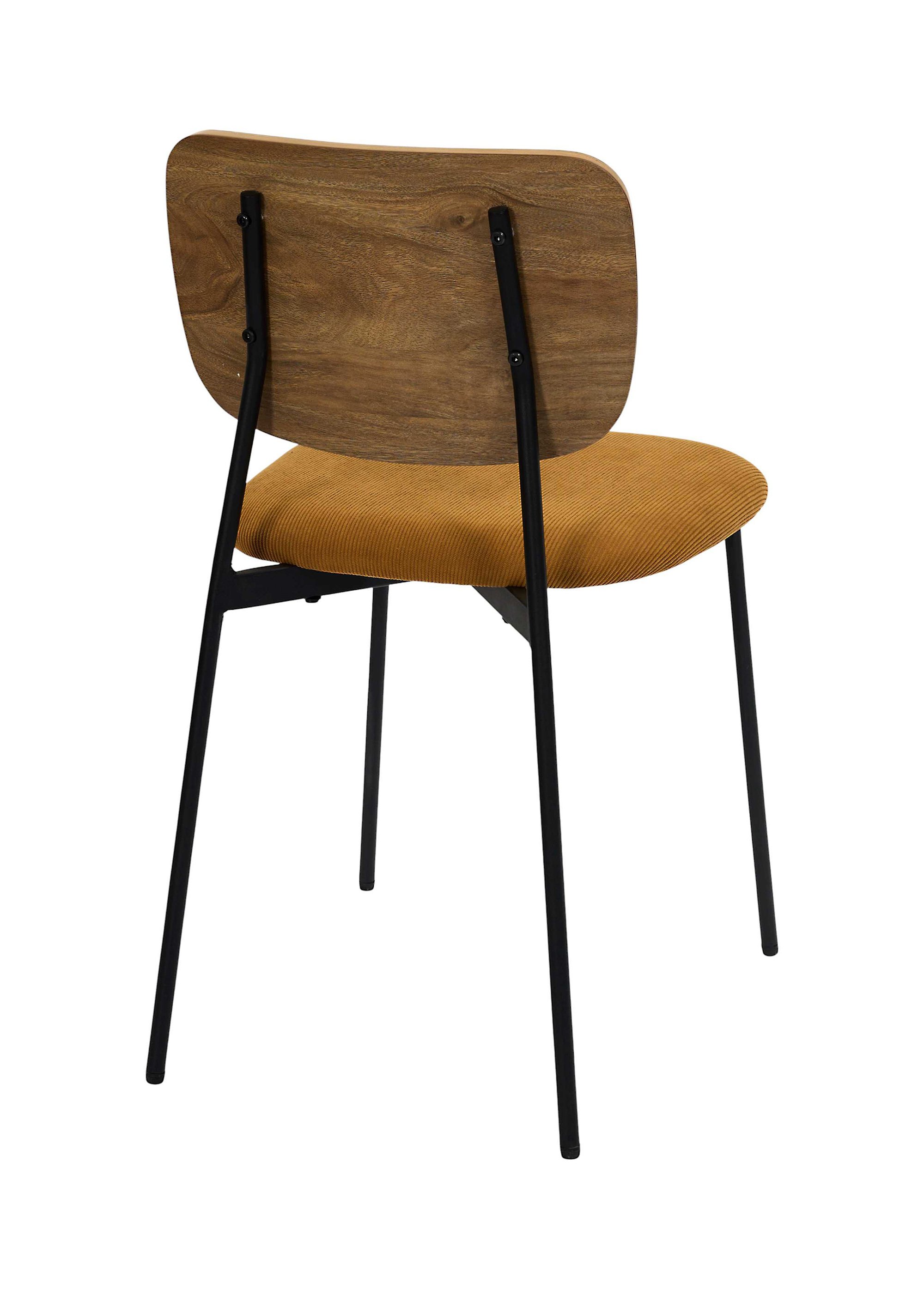 Chaise en velours et aspect bois JULES JAUNE CMP-HD7894 DO1