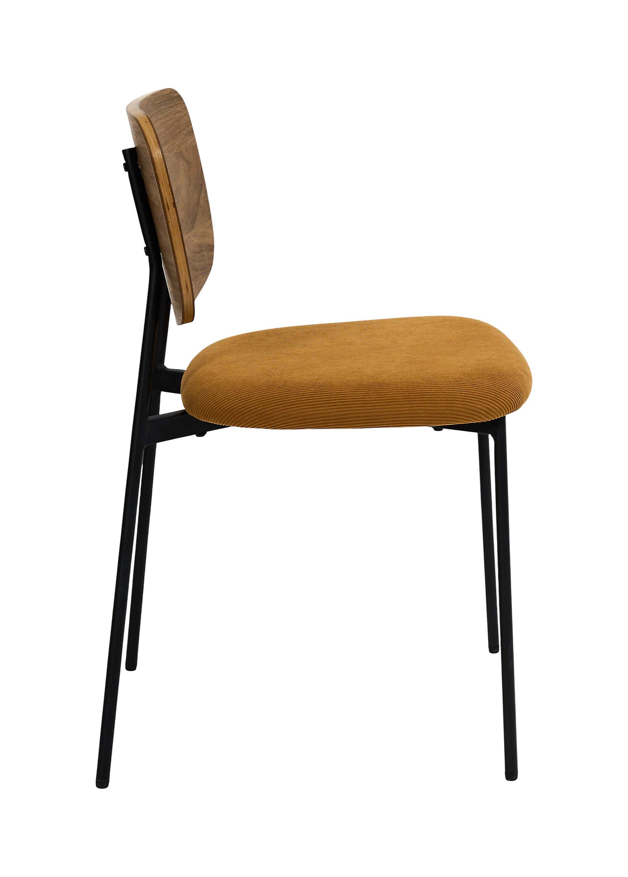 Chaise en velours et aspect bois JULES JAUNE CMP-HD7894 DR1