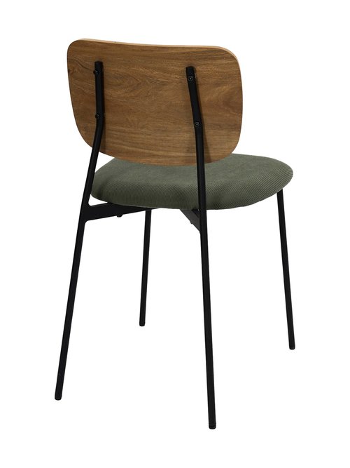 Chaise en velours et aspect bois JULES VERT CMP-HD7894 DO1