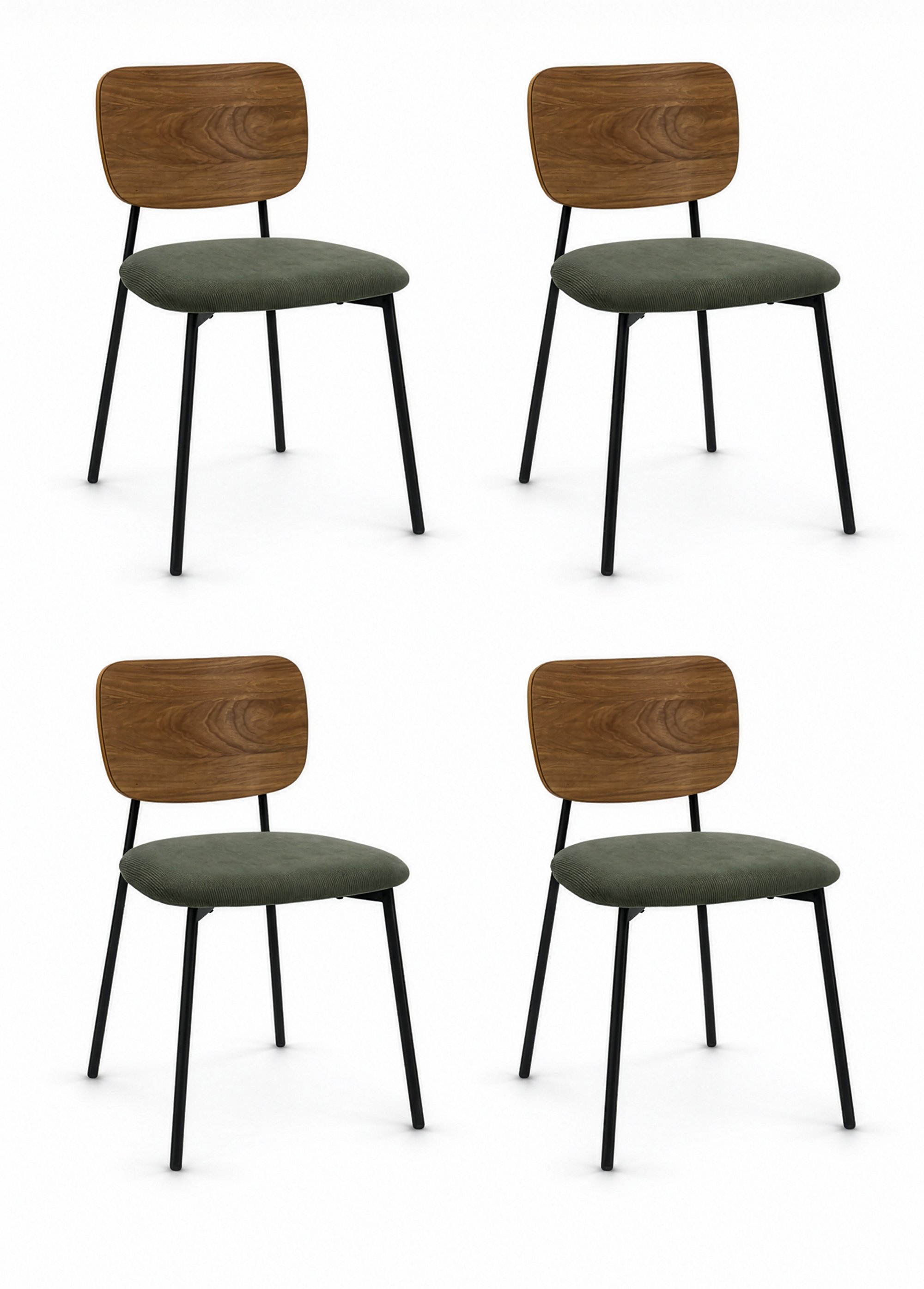 Chaise en velours et aspect bois JULES VERT CMP-HD7894 FA1