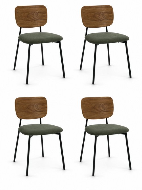 Chaise en velours et aspect bois JULES VERT CMP-HD7894 FA1