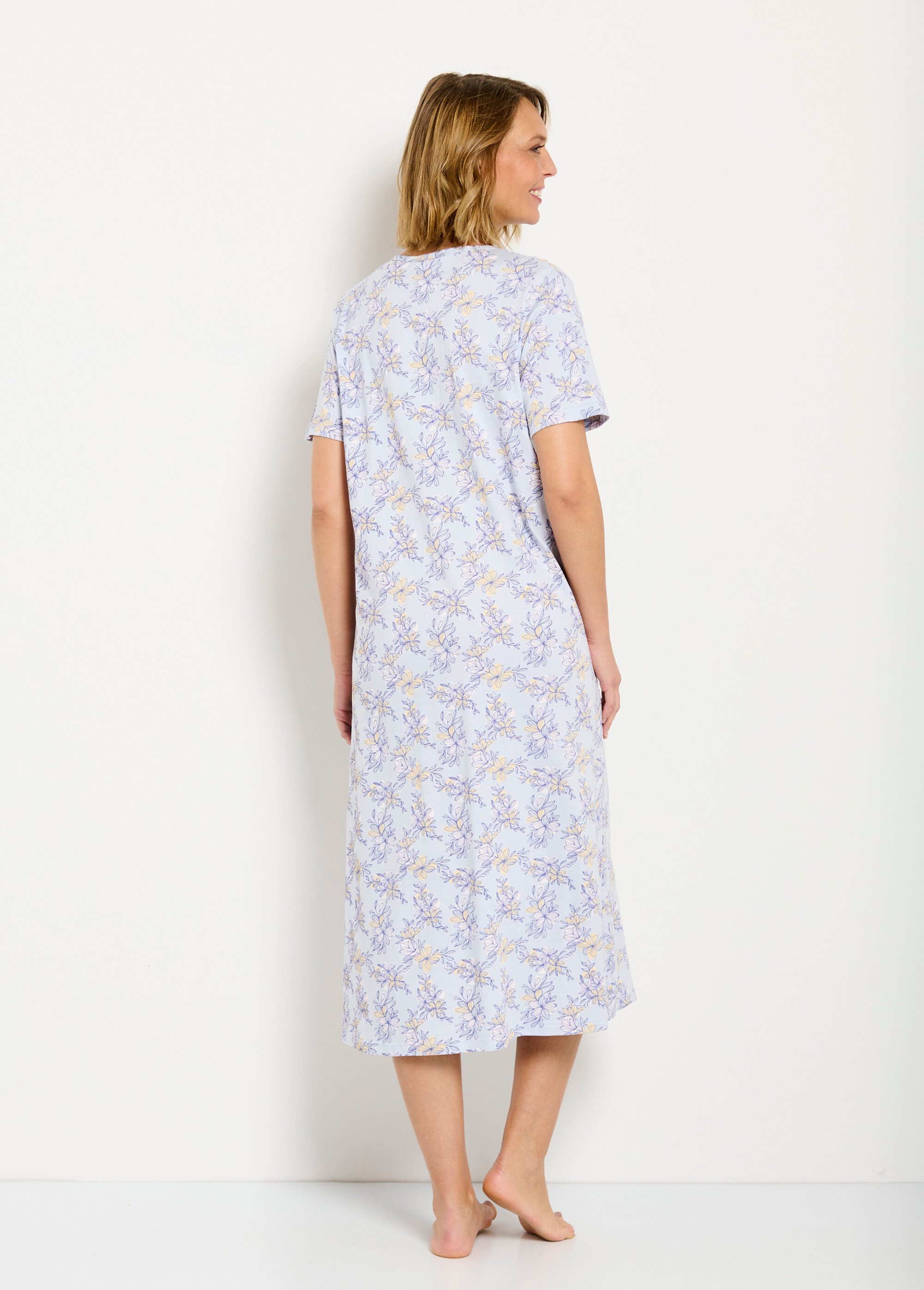 Chemise de nuit longue coton manches courtes