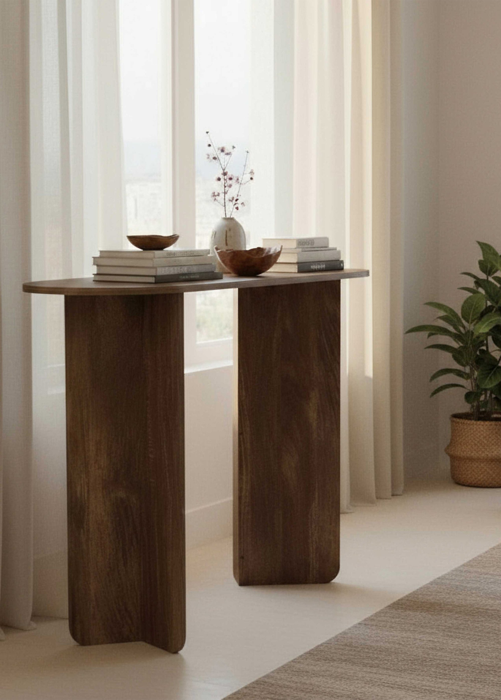 Console épurée pieds en V HERITAGE MARRON CMP-HD7829 SI1
