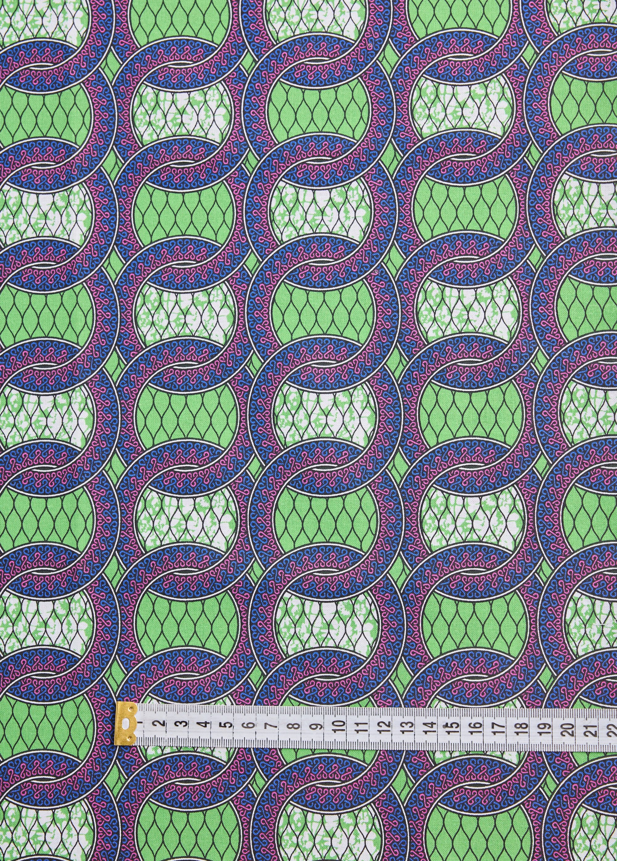 Coupon tissu coton imprimé ethnique 5V VERT COT131981 DE1