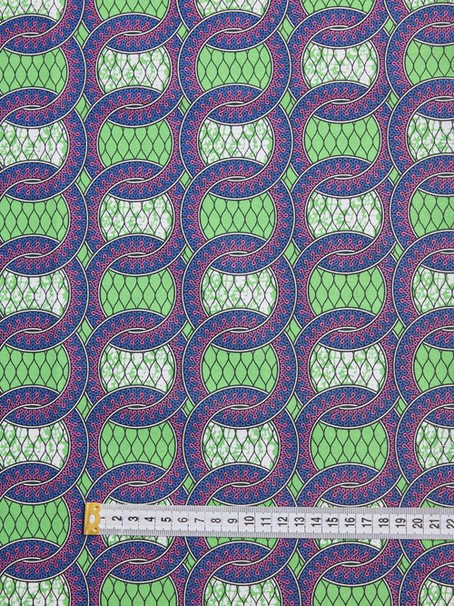 Coupon tissu coton imprimé ethnique 5V VERT COT131981 DE1