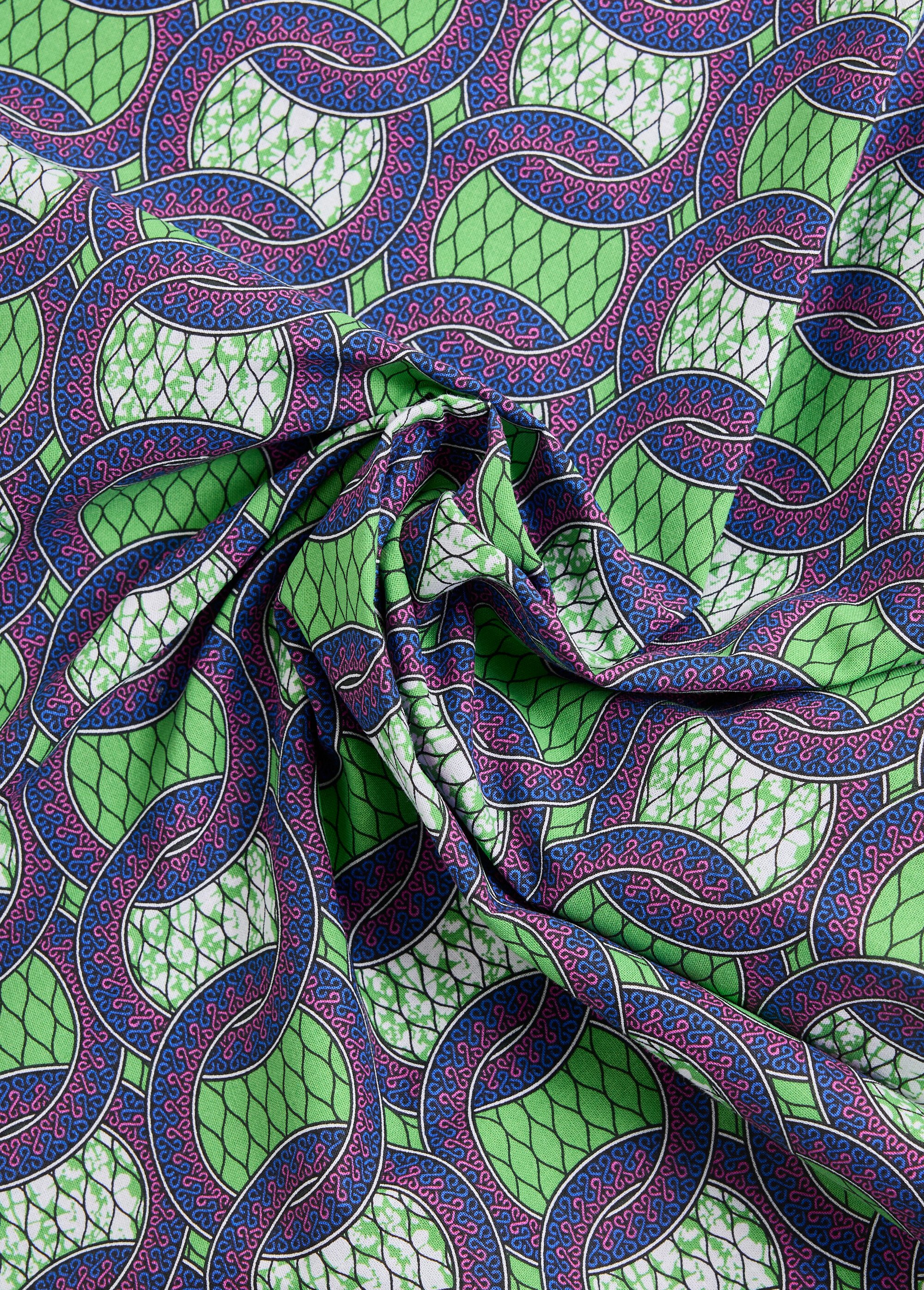 Coupon tissu coton imprimé ethnique 5V VERT COT131981 FA1