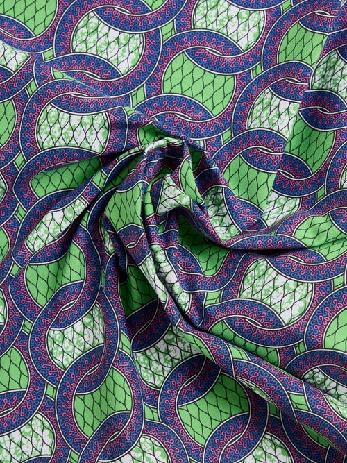 Coupon tissu coton imprimé ethnique 5V VERT COT131981 FA1