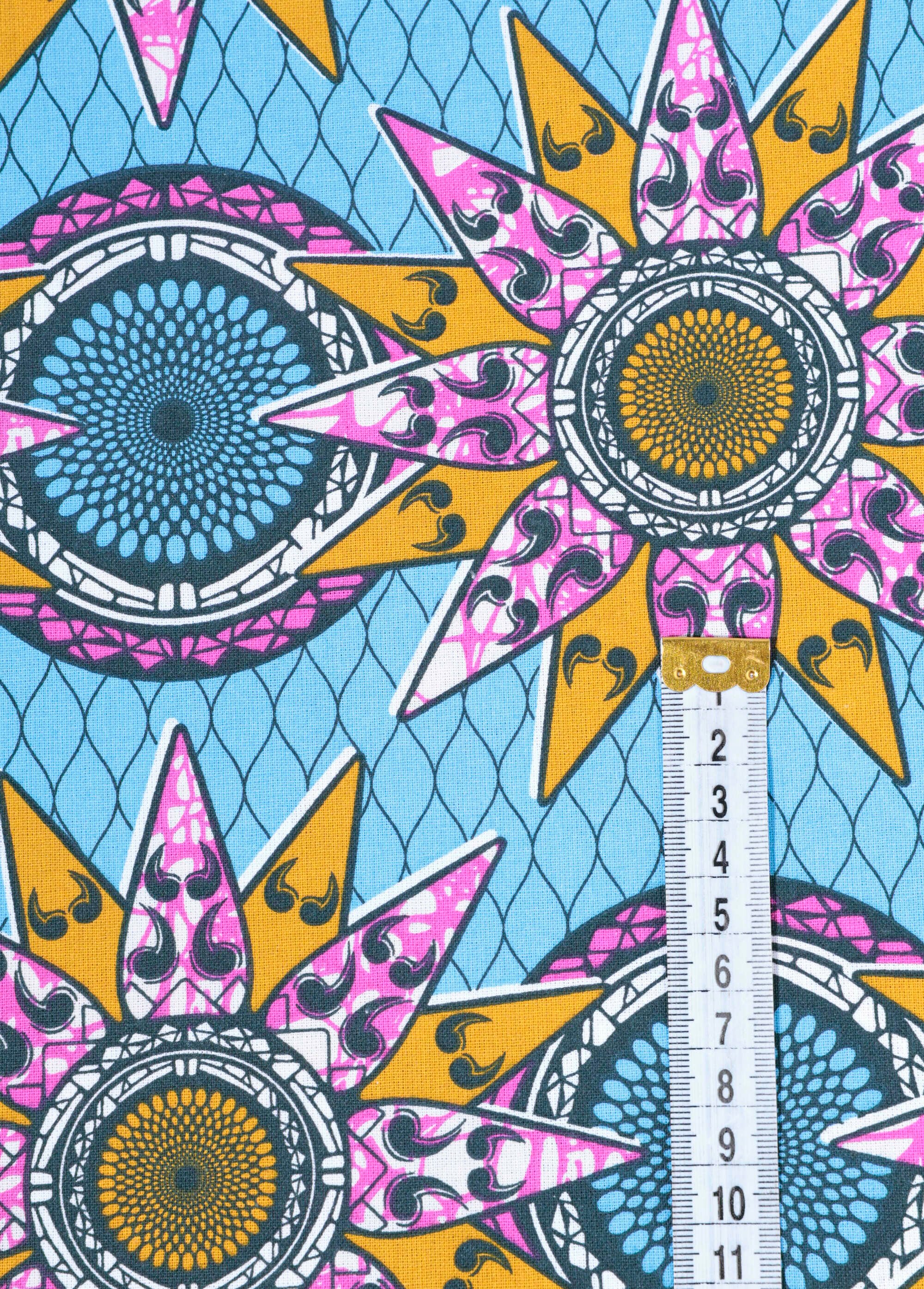 Coupon tissu ethnique Wax B1, 0,5x1,5m BLEU COT48919 DE1