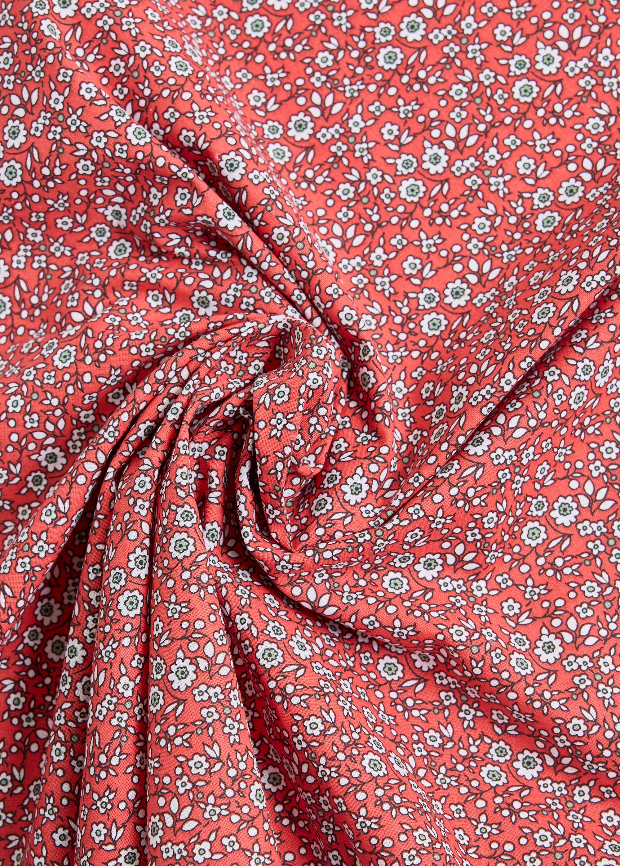 Coupon tissu motif fleuri 7R, 150x50cm ROUGE COT73925 FA1