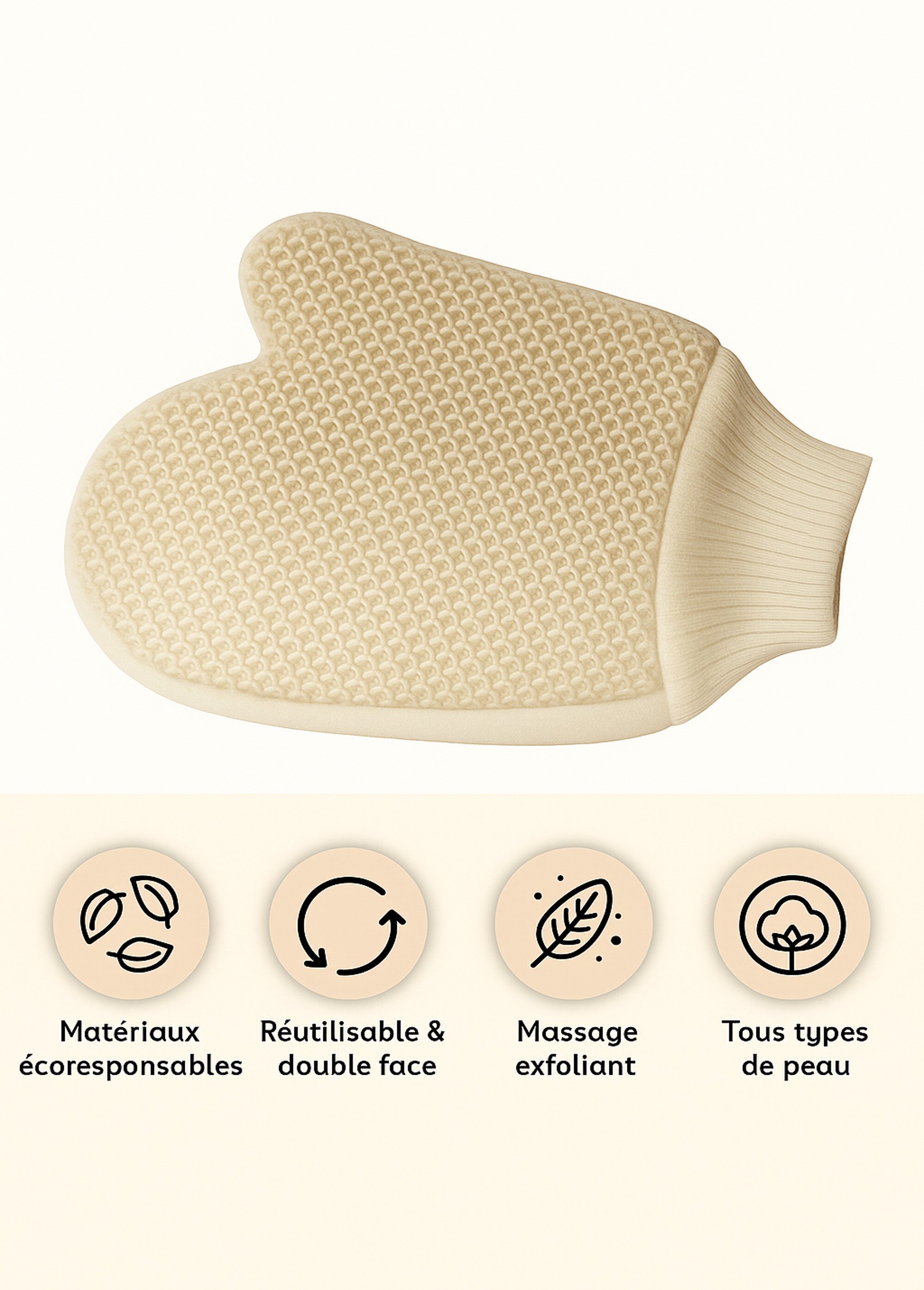 Gant de massage exfoliant double face Beige ZENGANTMASSAGE DE2