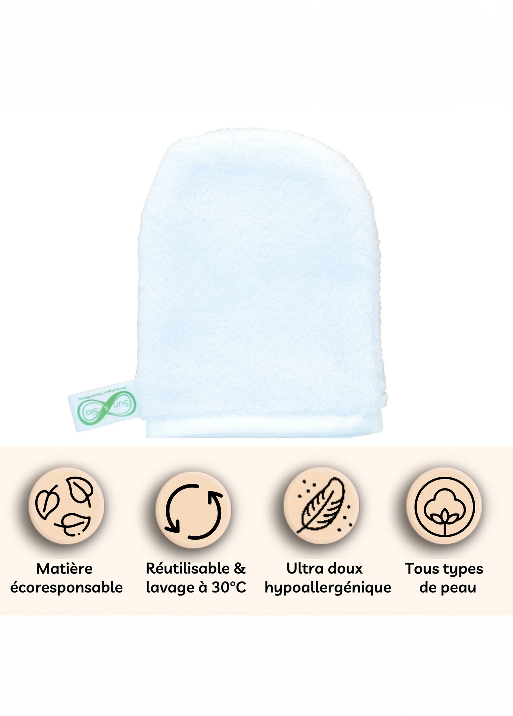Gant démaquillant en microfibre Blanc ZENGANTDEMAQUIL DE2