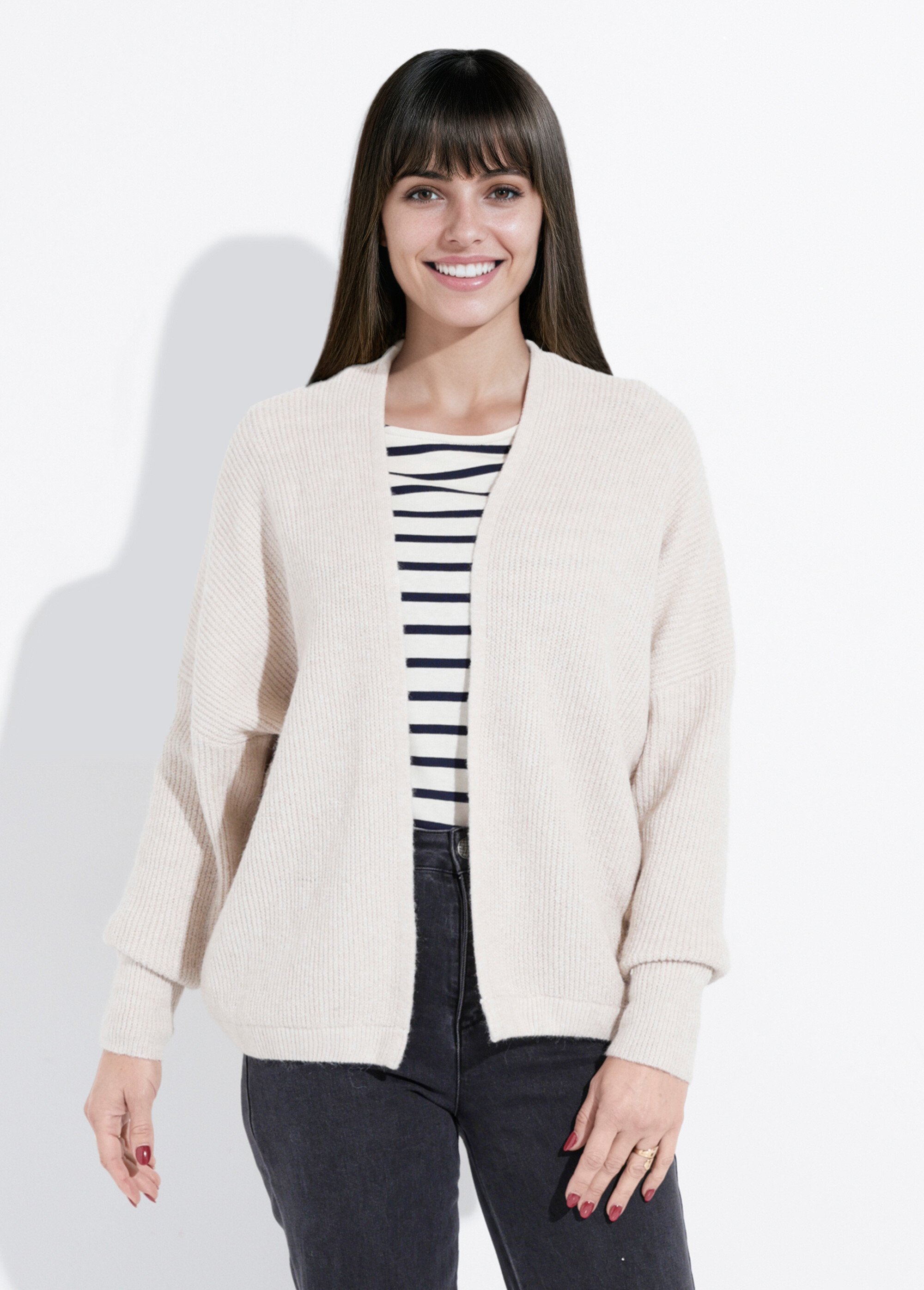 Gilet bord à bord, poignets resserrés Femme Beige A-W007 FA1