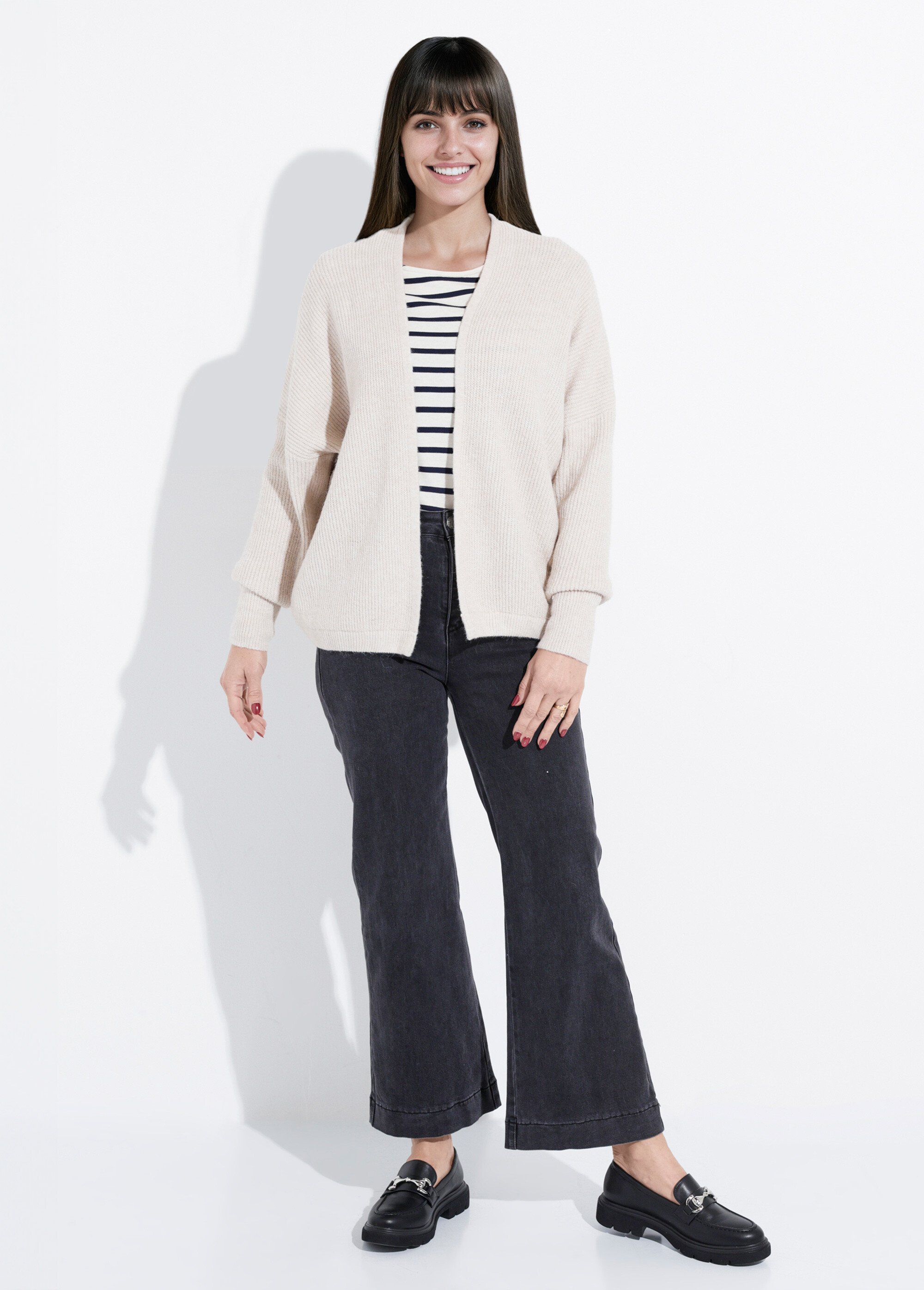 Gilet bord à bord, poignets resserrés Femme Beige A-W007 SF1