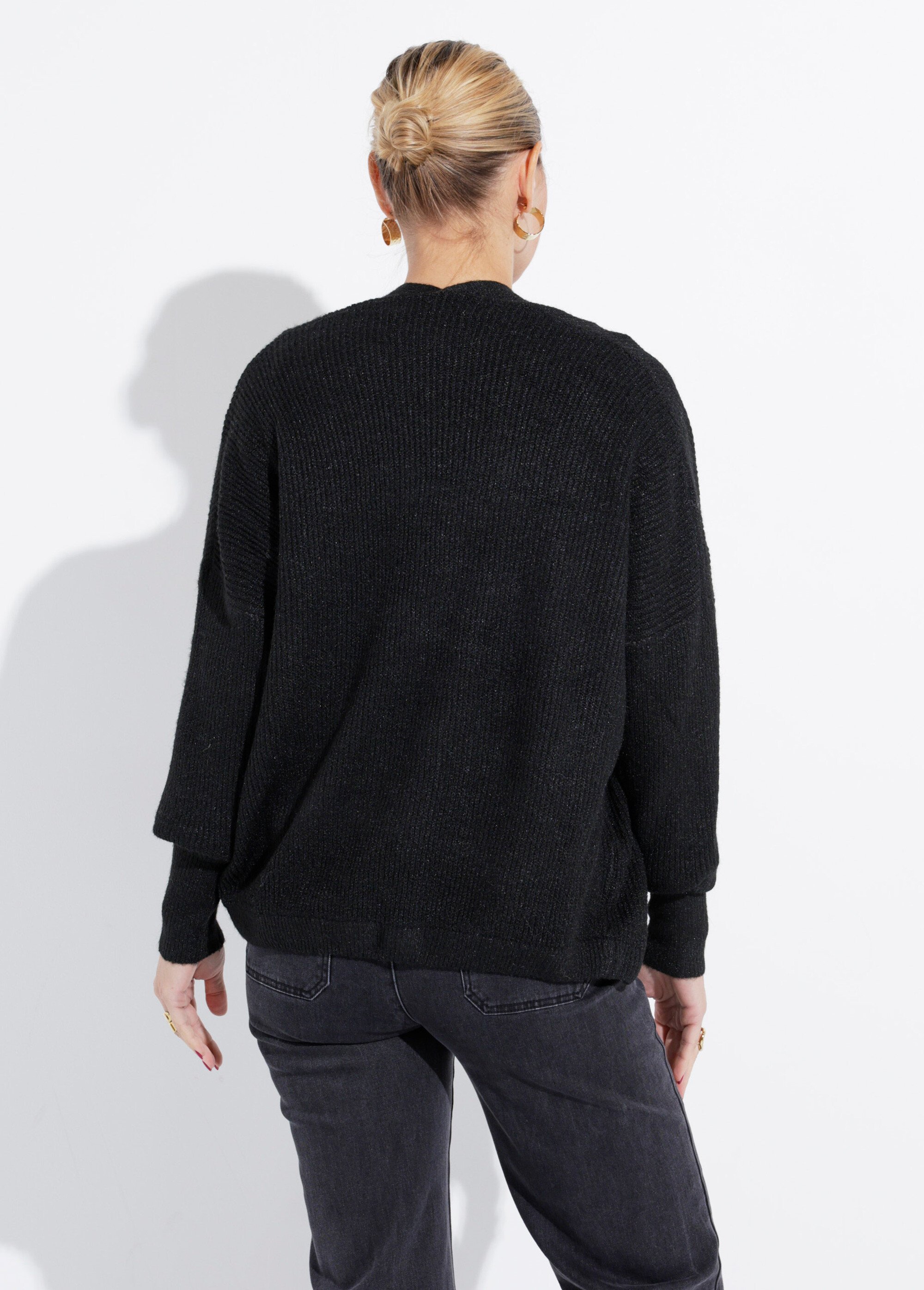 Gilet bord à bord, poignets resserrés Femme Noir A-W007 DO1
